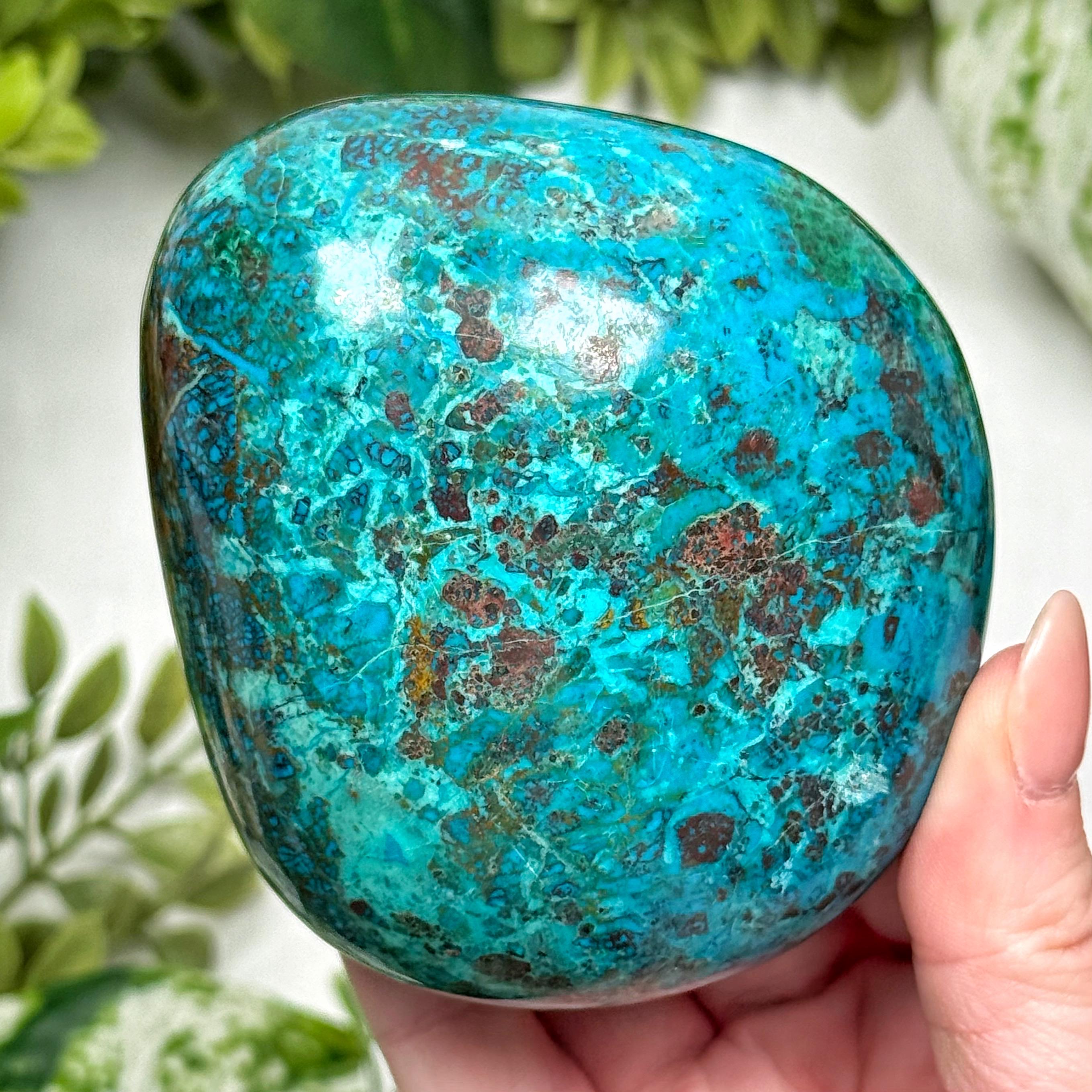 Chrysocolla Freeform | 421g | - #8 (polished Blue Crystal Chunk, Throat Chakra, Healing Stone, Peace) Chrysocolla Freeform | 421g | - #8 (polished Blue Crystal Chunk, Throat Chakra, Healing Stone, Peace)