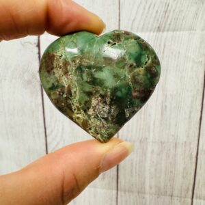 Chrysocolla Heart Crystal, Healing Crystal Polished Pocket Stone, Chakra Stones