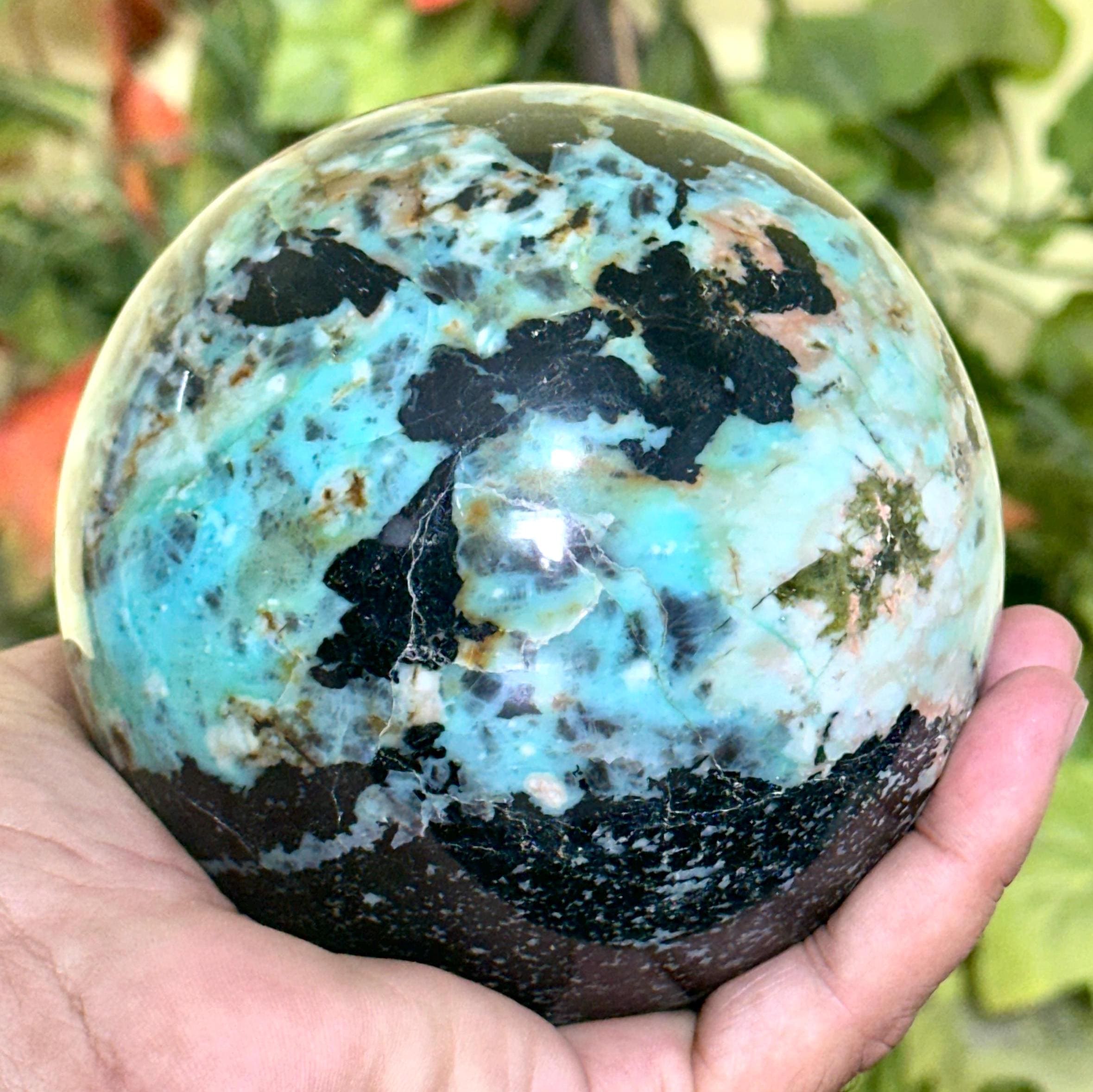 Large 105mm Chrysocolla Sphere: Natural Blue Healing Crystal, Home Decoration Large 105mm Chrysocolla Sphere: Natural Blue Healing Crystal, Home Decoration