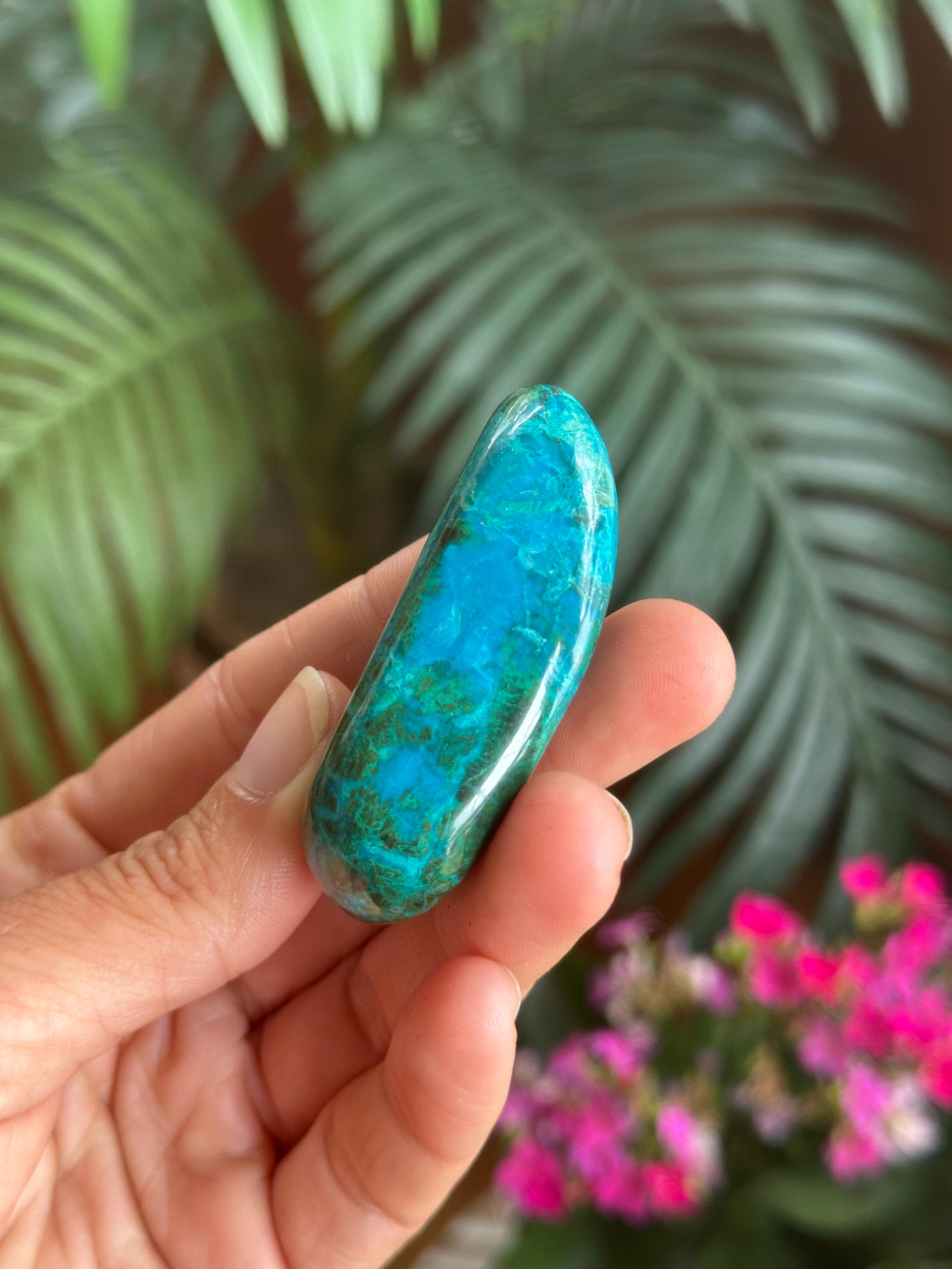 Malachite Chrysocolla Mix Palmstone, Palm Stone
