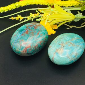 Chrysocolla Palm Stones, Healing Crystal Massage Stone, Polished Gemstone