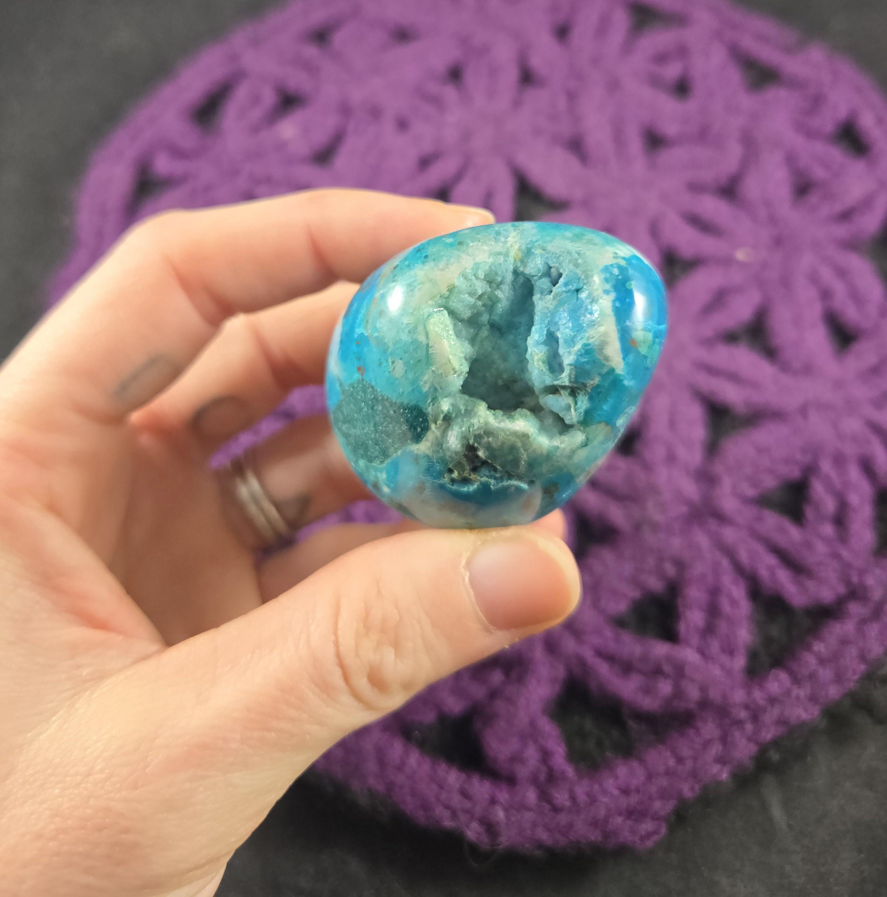 Chrysocolla Palmstone Crystal Peruvian Stones Carved Crystals Polished Peru Green Blue Natural Vugs