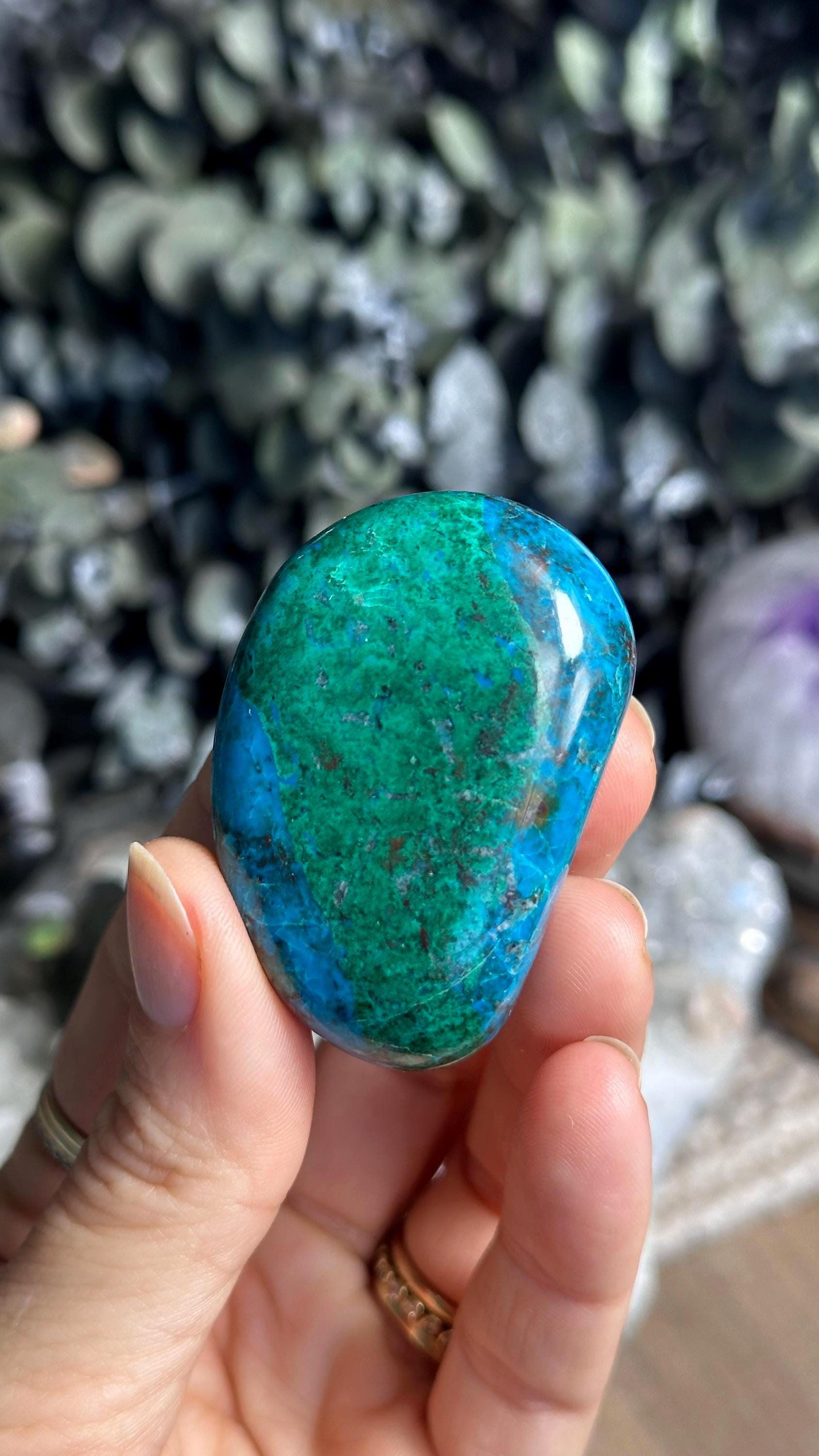 Chrysocolla Palmstone, Palm Stone Chrysocolla Palmstone, Palm Stone