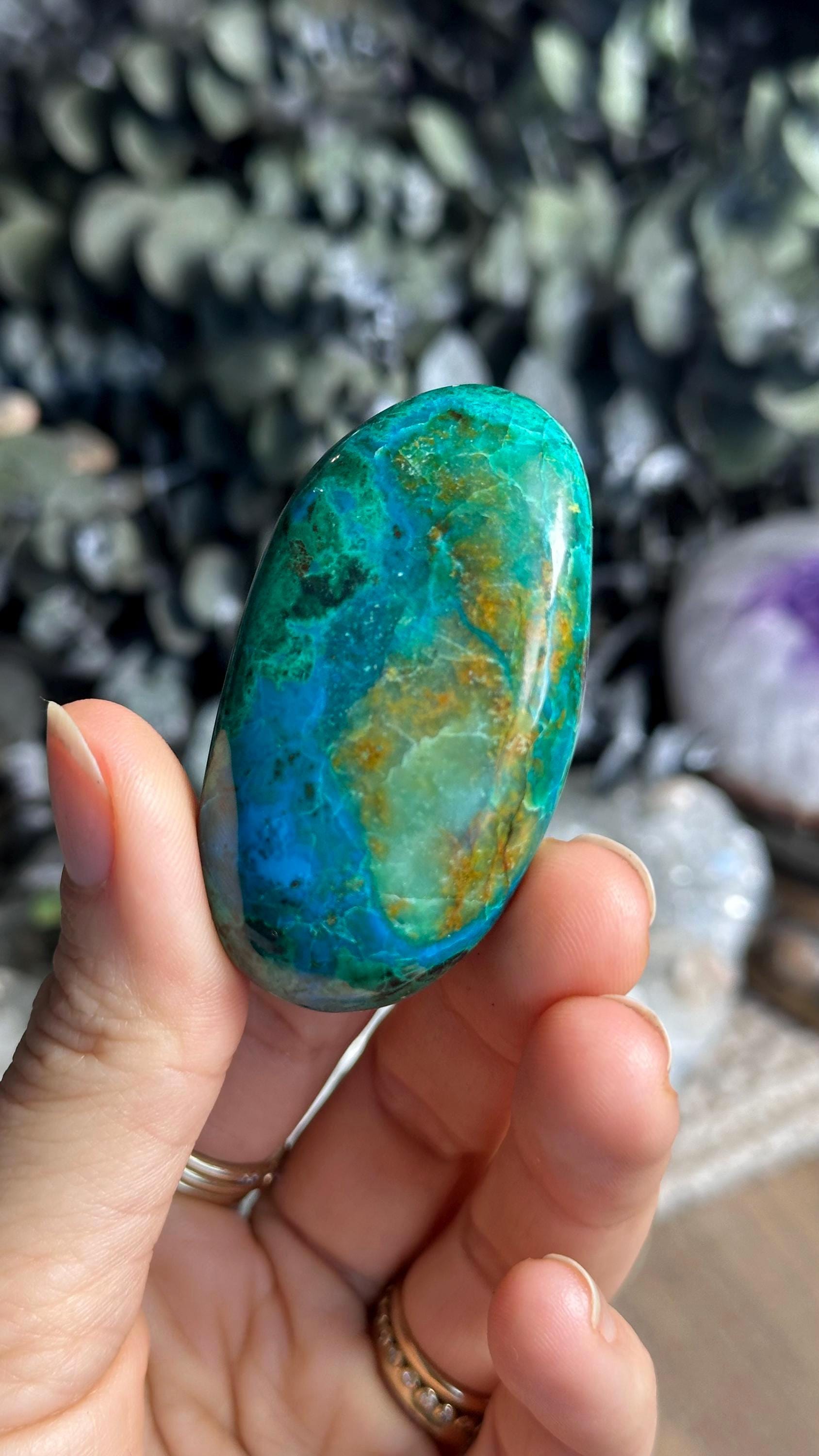 Chrysocolla Palmstone, Palm Stone Chrysocolla Palmstone, Palm Stone