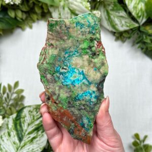 Parrot Wing Chrysocolla Slab | 260g | - #1 (polished Blue Crystal Chunk, Throat Chakra, Healing Stone)