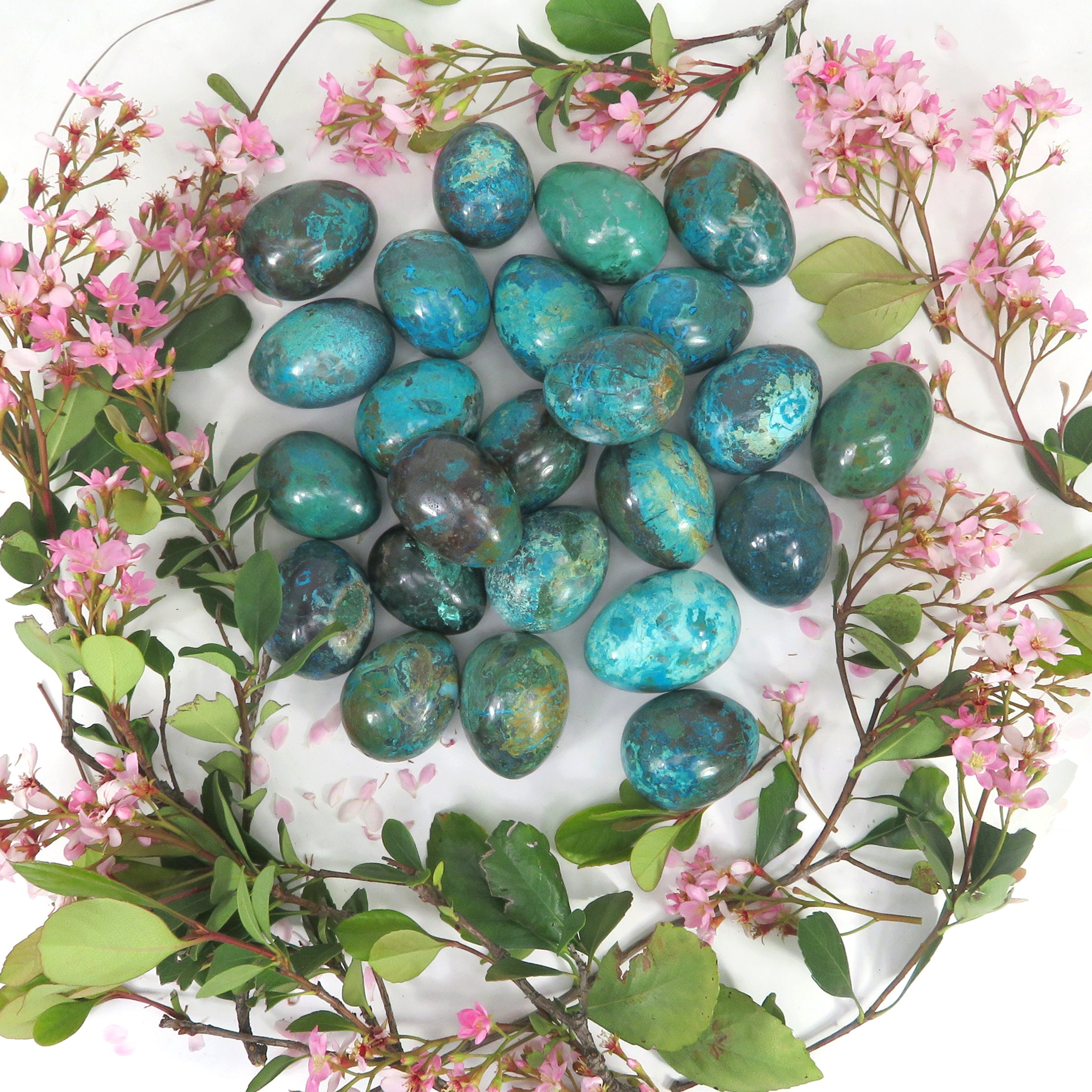 Chrysocolla Polished Stone Eggs - Carved Blue Green Stone Egg - Metaphysical - By Weight (rk24) Chrysocolla Polished Stone Eggs - Carved Blue Green Stone Egg - Metaphysical - By Weight (rk24)