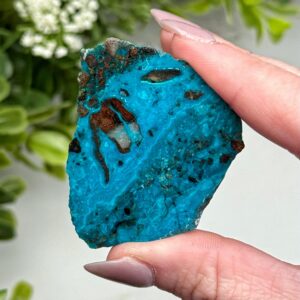 Chrysocolla Slab | 12g | - #3 (polished Blue Crystal Chunk, Throat Chakra, Healing Stone, Peace)