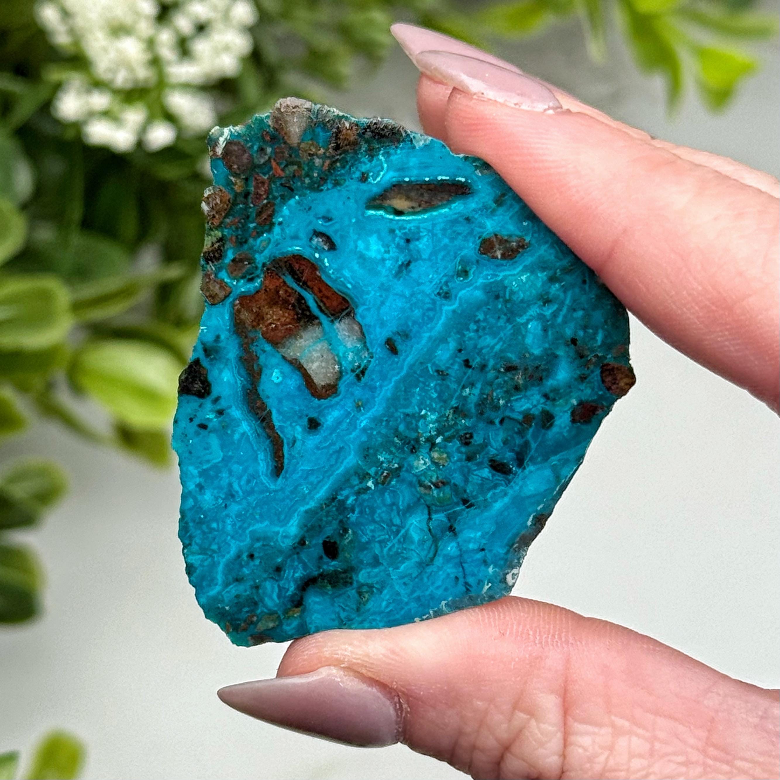 Chrysocolla Slab | 12g | - #3 (polished Blue Crystal Chunk, Throat Chakra, Healing Stone, Peace) Chrysocolla Slab | 12g | - #3 (polished Blue Crystal Chunk, Throat Chakra, Healing Stone, Peace)