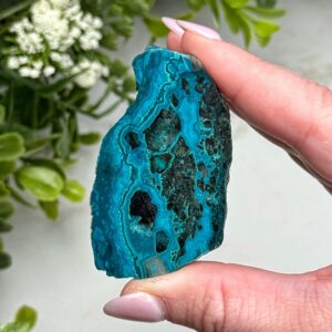Chrysocolla Slab | 14g | - #6 (polished Blue Crystal Chunk, Throat Chakra, Healing Stone, Peace)