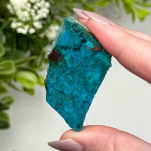 Chrysocolla Slab | 9g | - #7 (polished Blue Crystal Chunk, Throat Chakra, Healing Stone, Peace)