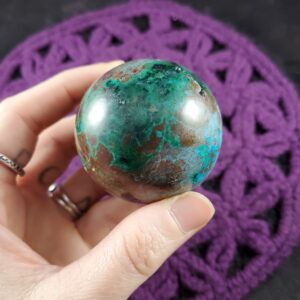 Chrysocolla Sphere Crystal Ball 50mm Stones Carved Crystals Polished Peruvian Blue Green Peru Carving