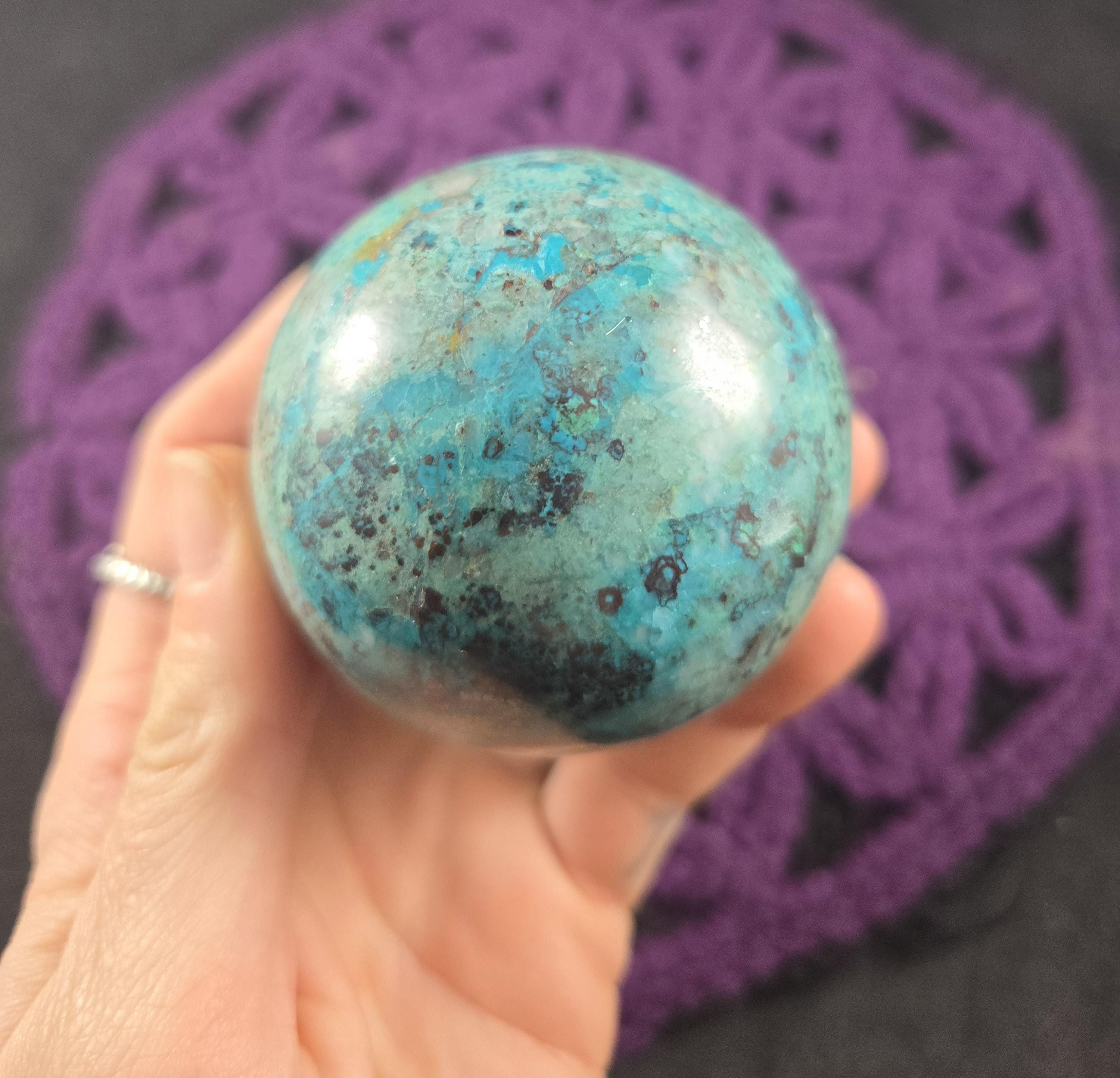 Chrysocolla Sphere Crystal Ball 56mm Stones Carved Crystals Polished Peruvian Blue Green Peru Carving Choose Your Stand