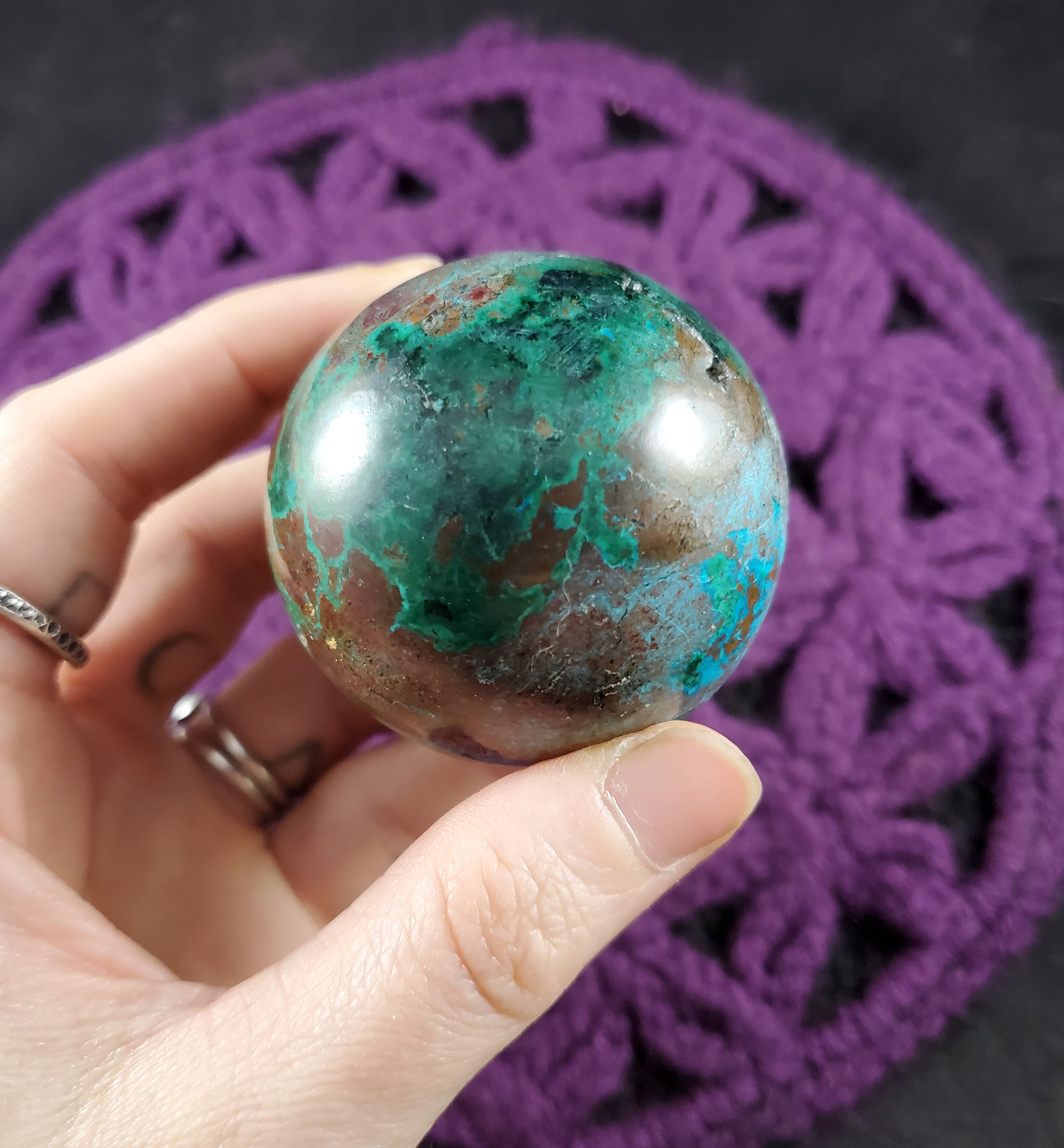 Chrysocolla Sphere Crystal Ball 50mm Stones Carved Crystals Polished Peruvian Blue Green Peru Carving