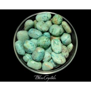 1 Peruvian Turquoise + Chrysocolla Inclusions Tumbled Stone For Good Fortune #pt43