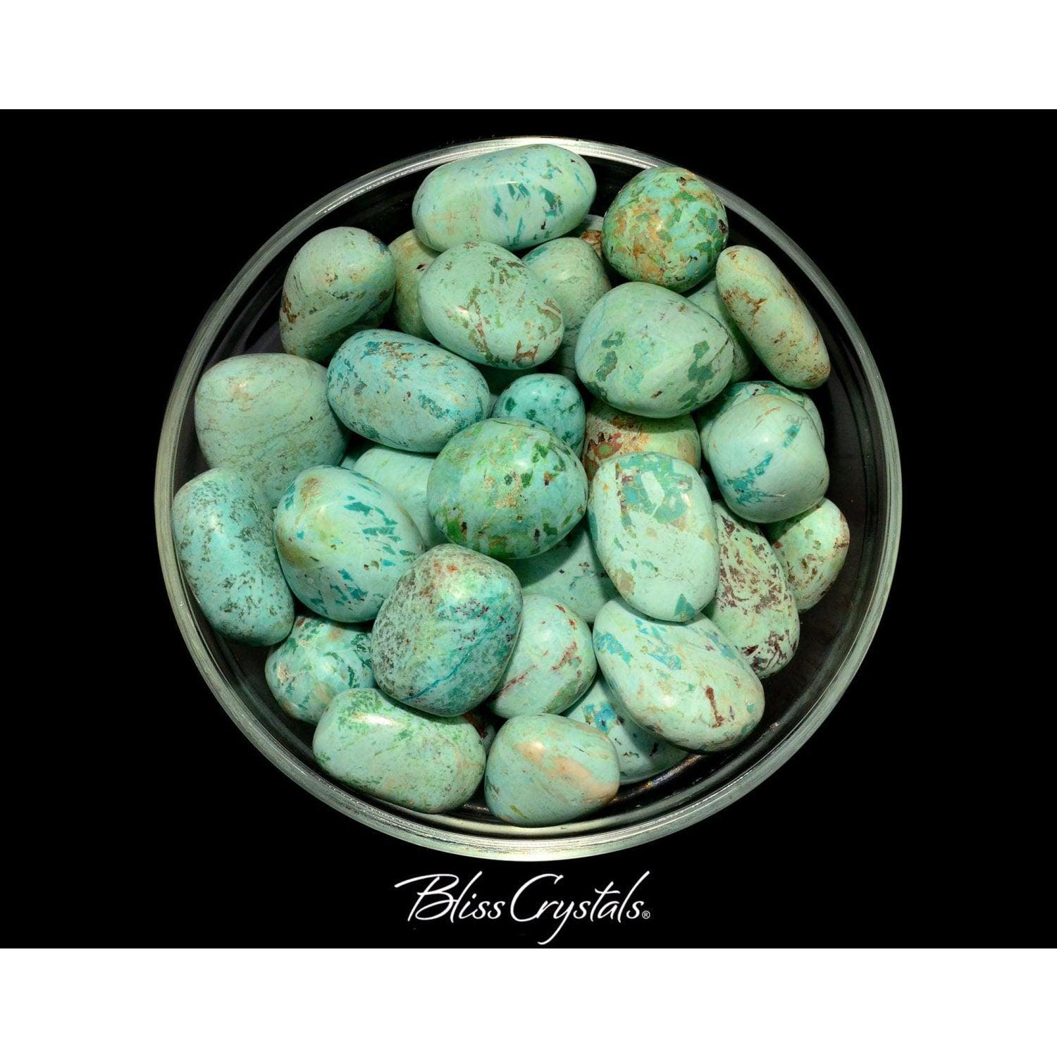 1 Peruvian Turquoise + Chrysocolla Inclusions Tumbled Stone For Good Fortune #pt43