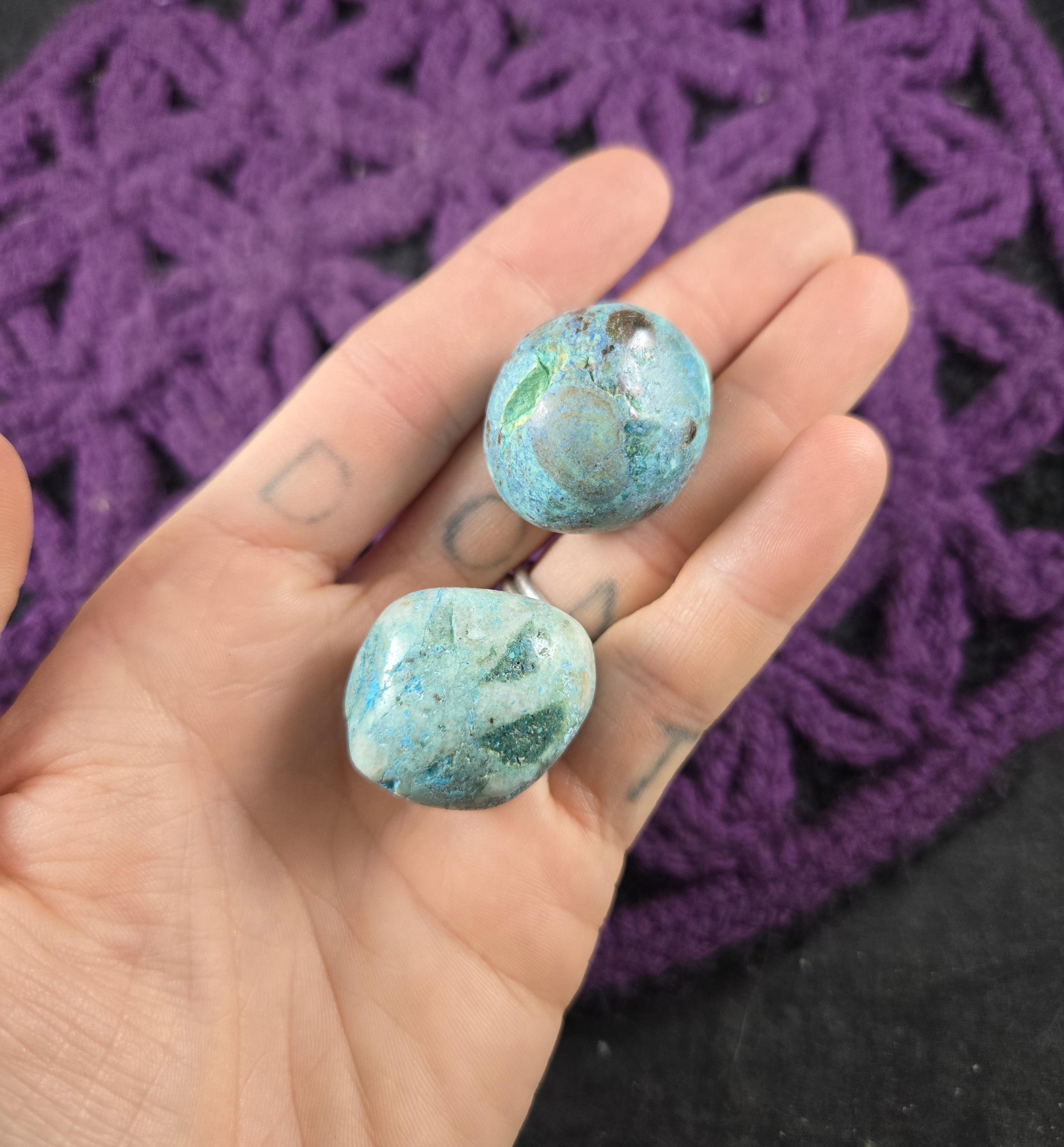 2 Chrysocolla Tumbled Stones Peruvian Crystals Polished Peru Green Blue 2 Chrysocolla Tumbled Stones Peruvian Crystals Polished Peru Green Blue