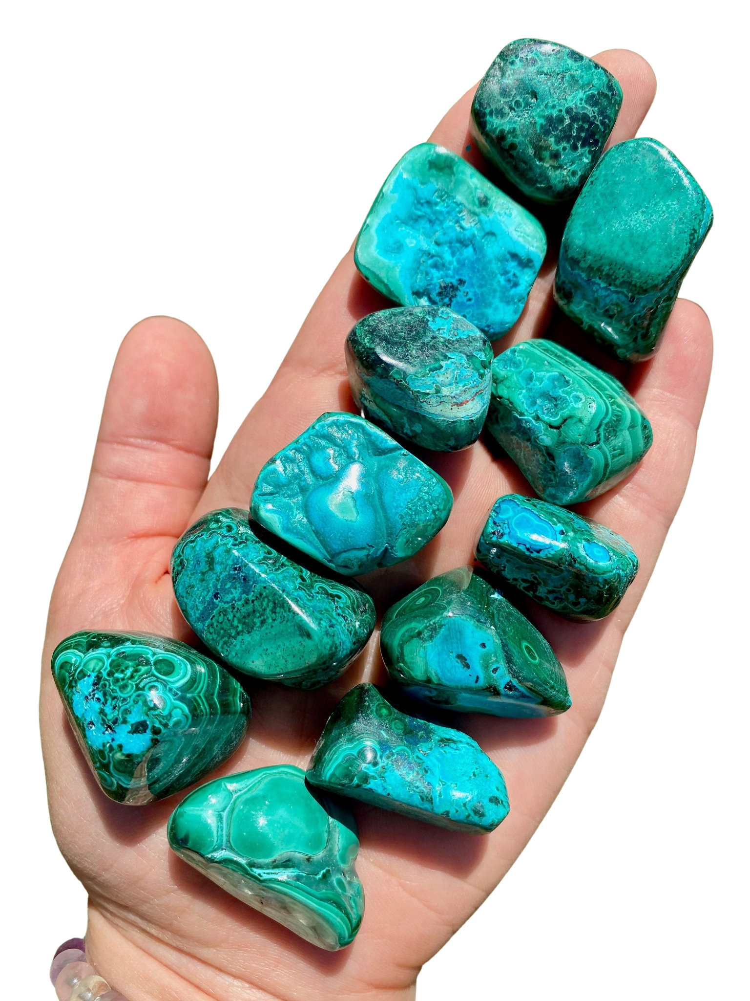Chrysocolla Malachite Tumbled Stone - Multiple Sizes Available - Polished Chrysocolla Malachite Crystal - Blue & Green Gemstone - Malacholla