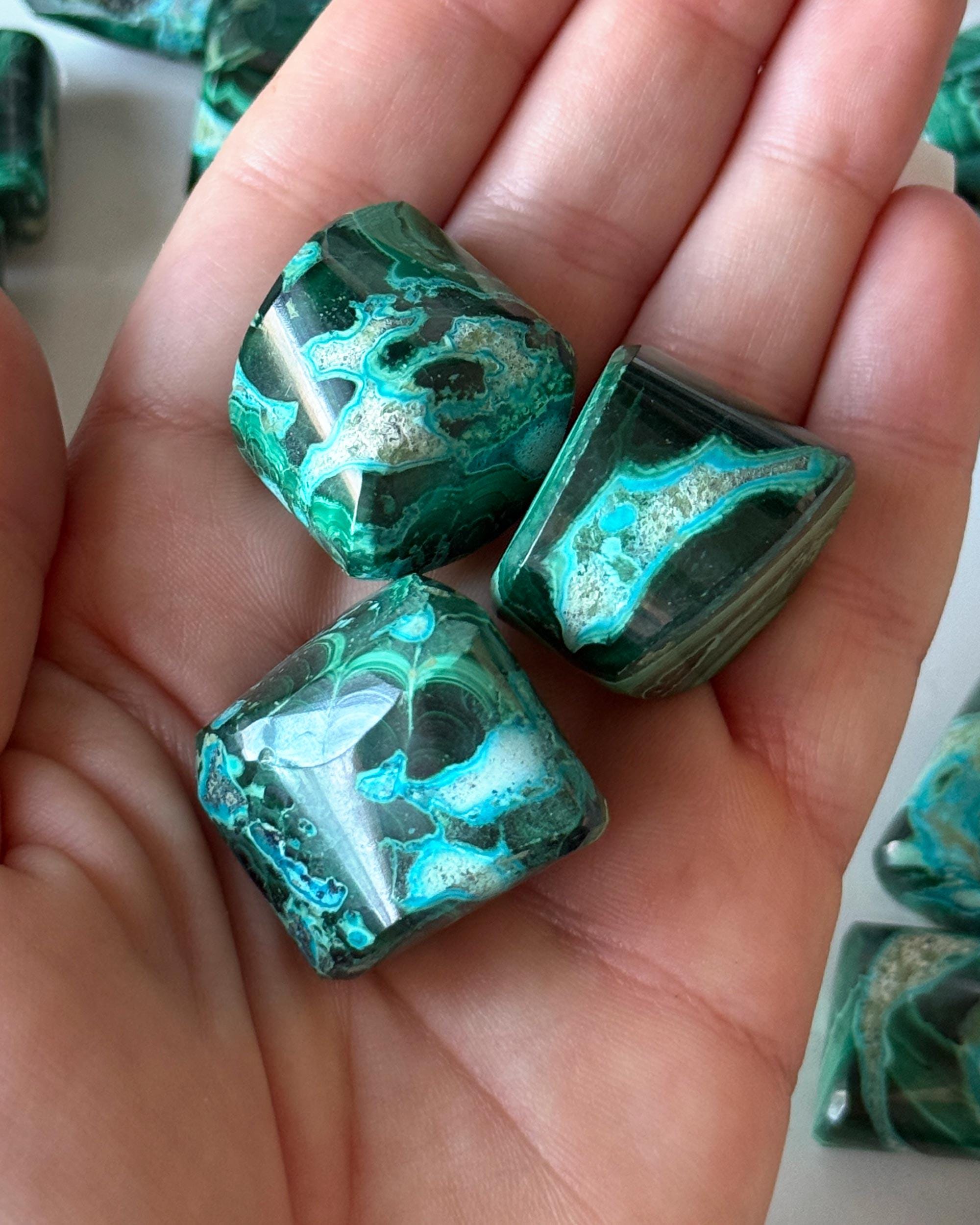 Rare Chrysocolla Malachite Tumbled Stone | Emotional Wisdom | Inner Empowerment | Truth | Transformation | Reiki Crystal Stone