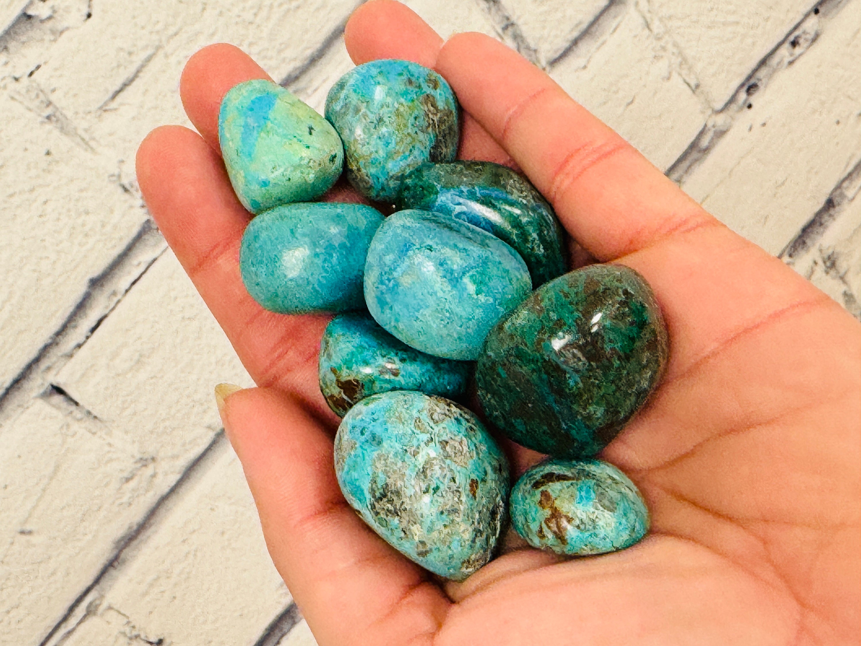 Chrysocolla Tumbled Stones, Polished Chrysocolla Crystals, Pocket Healing Stone