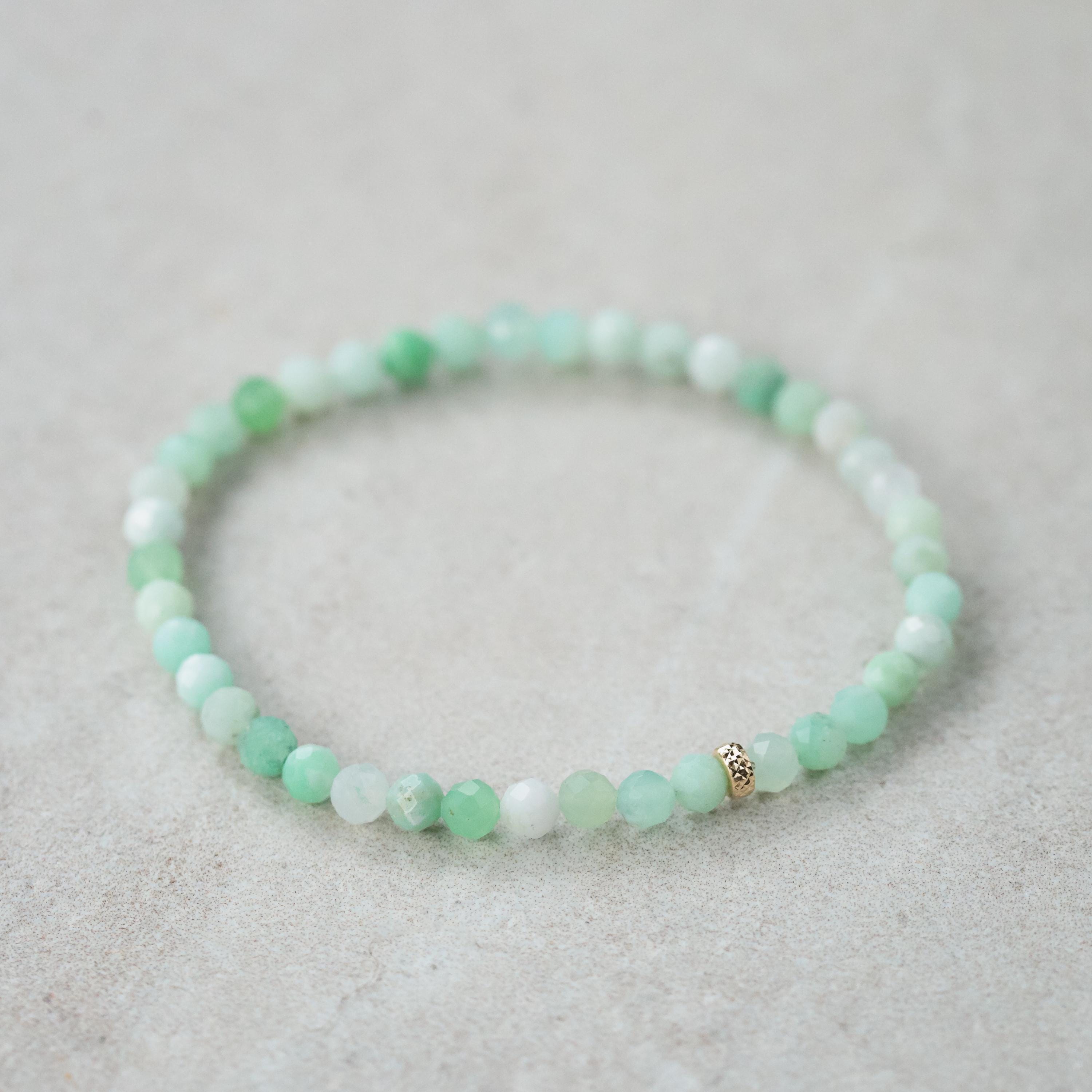 14k Gold Chrysoprase Bracelet | Beaded Chrysoprase [ebcm1665] | Green Chrysoprase Jewelry | Chrysoprase Bracelet | Chrysoprase