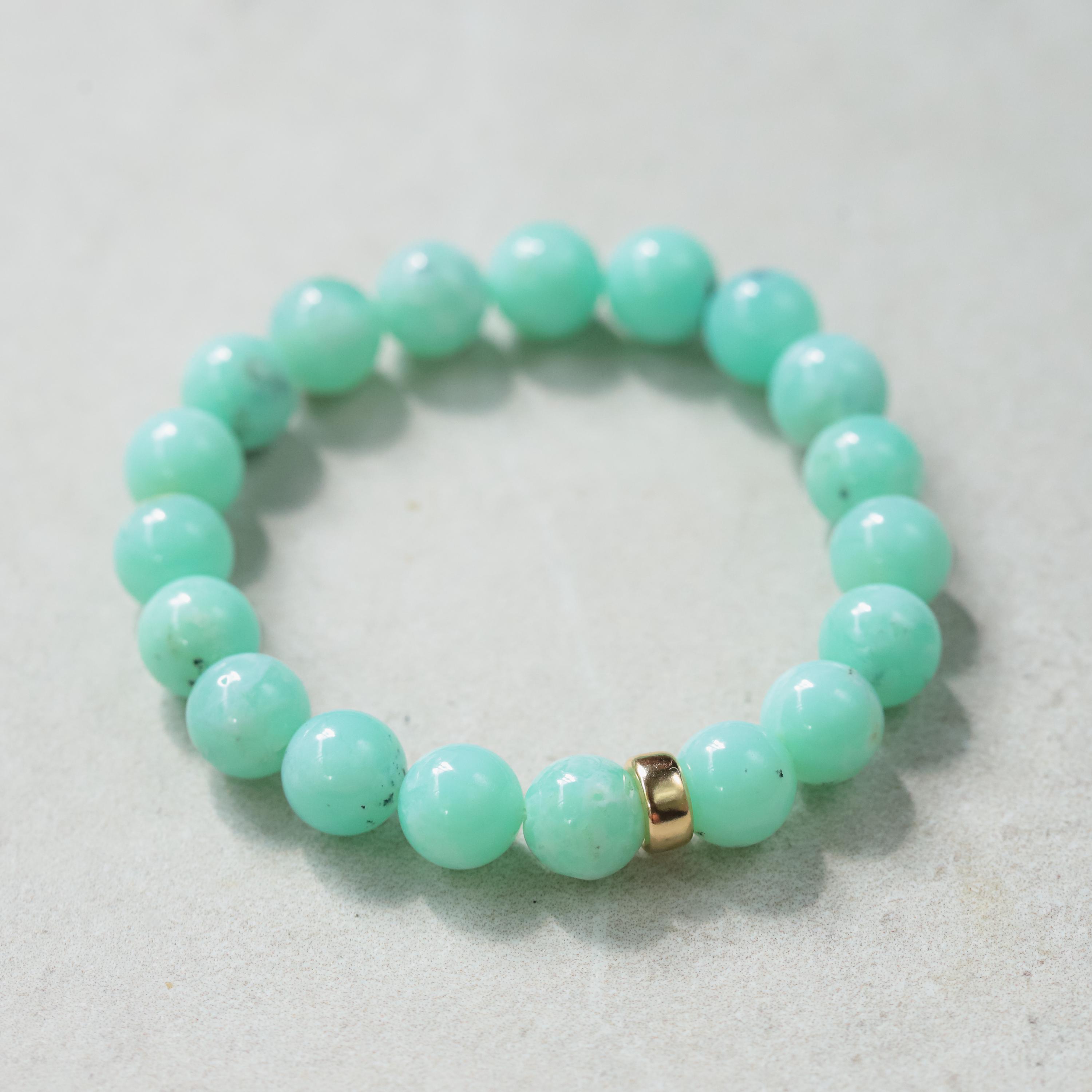 14k Gold Chrysoprase Bracelet | Beaded Chrysoprase Jewelry | [ebcm1100] Green Chrysoprase Jewelry | Chrysoprase Bracelet | Chrysoprase