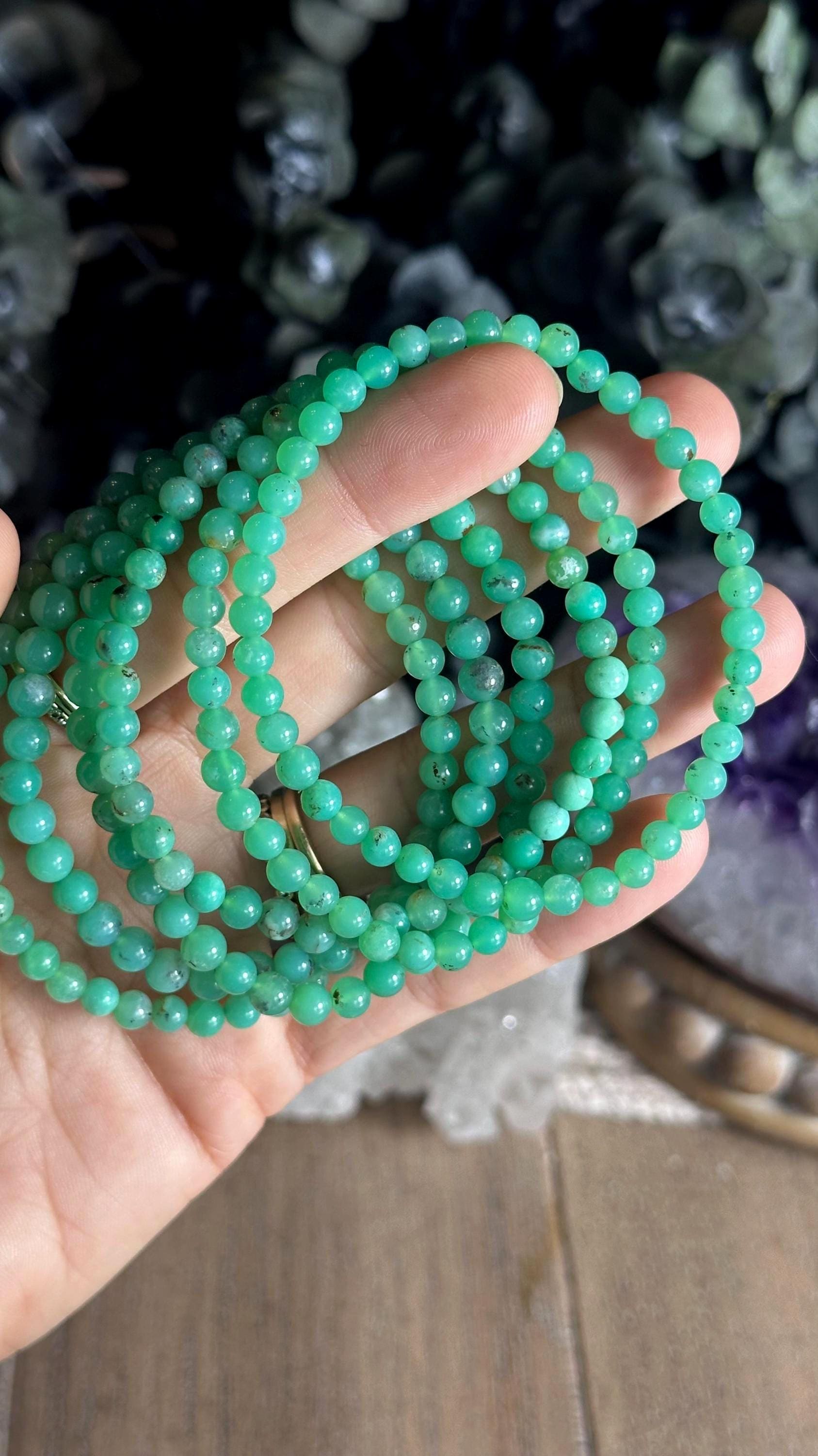 4-5mm Chrysoprase Crystal Bead Bracelet