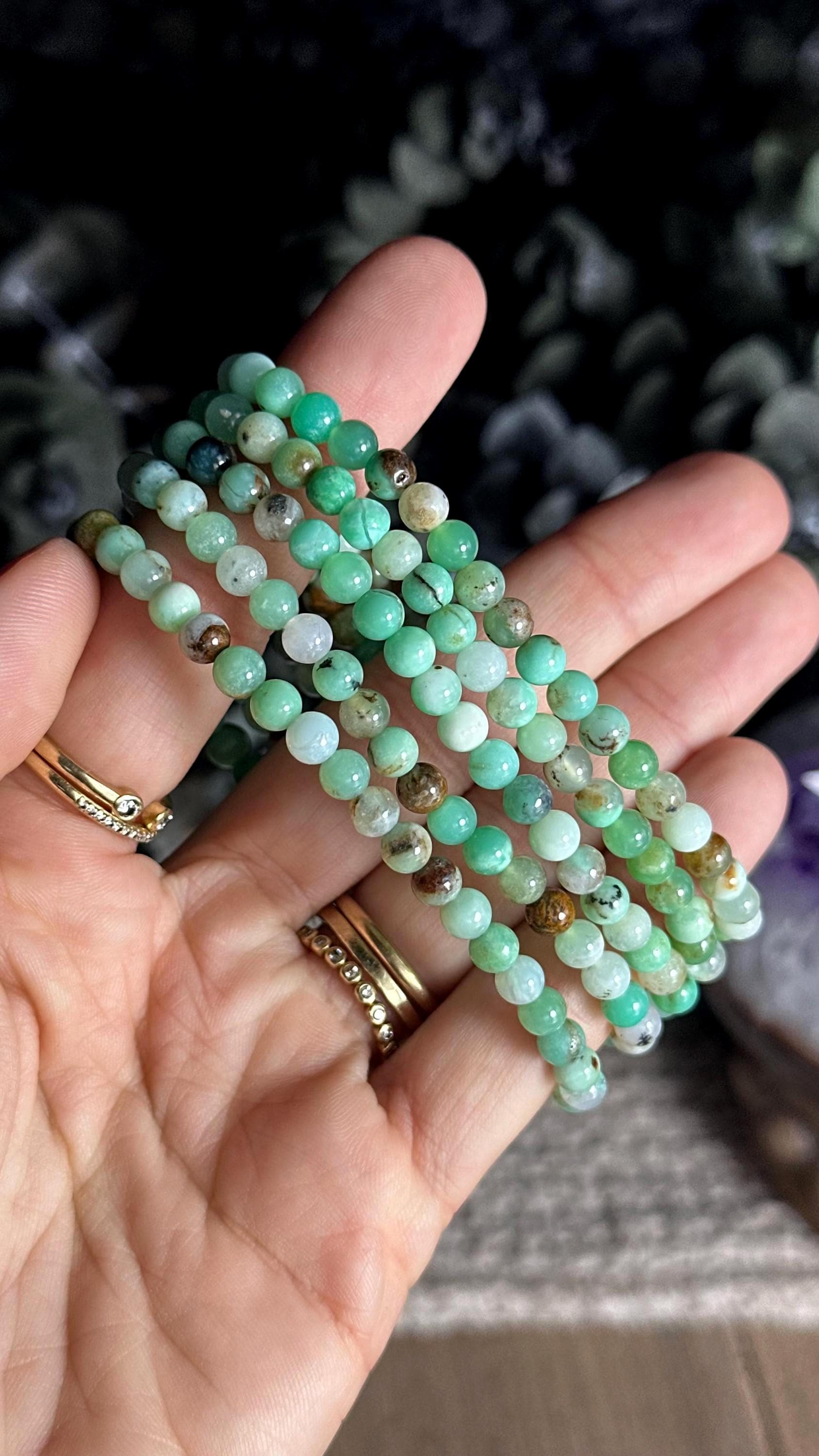 5mm Bright And Earthy Chrysoprase Crystal Bead Bracelet