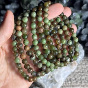6mm Earthy Chrysoprase Crystal Bead Bracelet