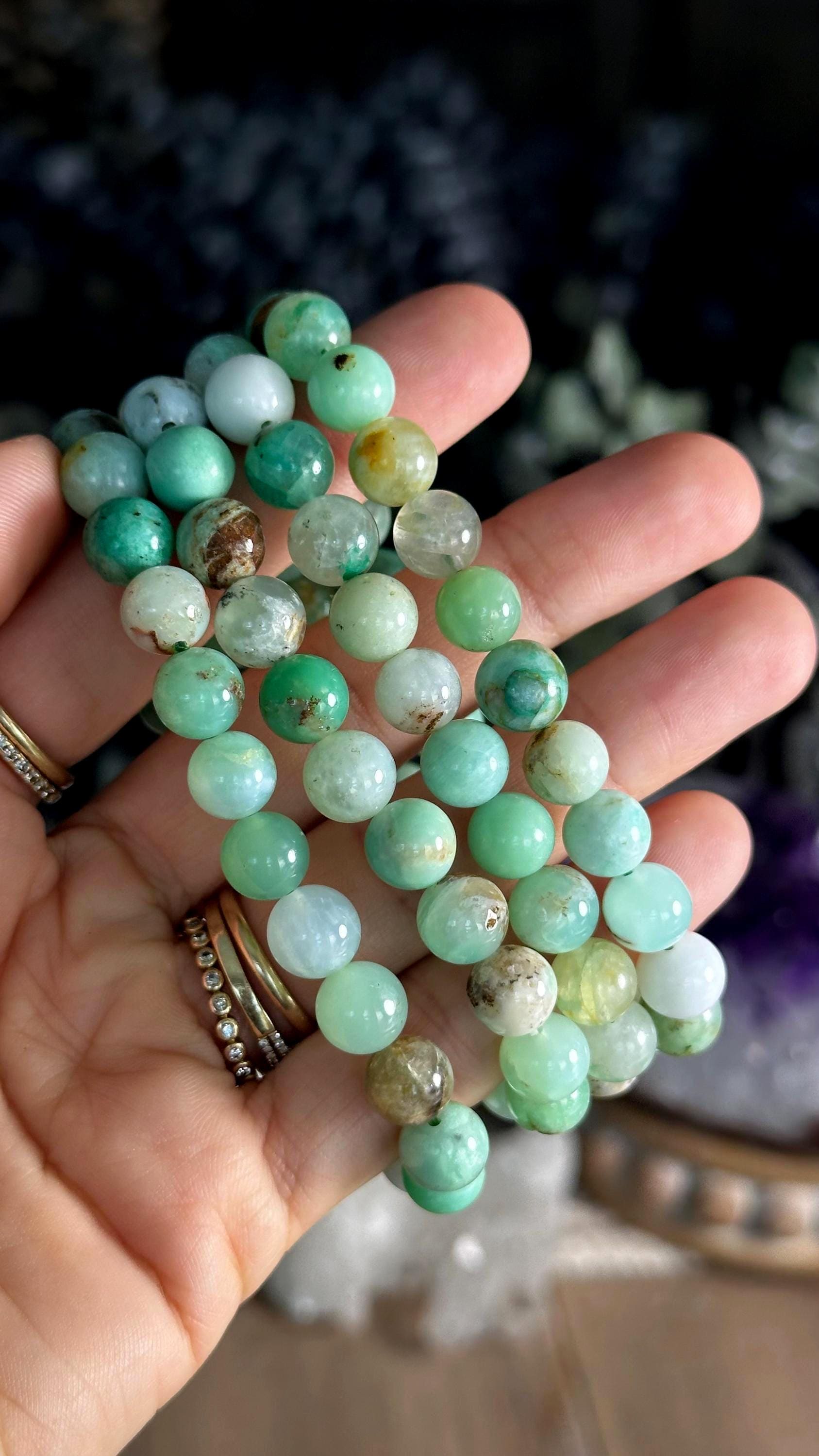 8mm Chrysoprase Crystal Bead Bracelet
