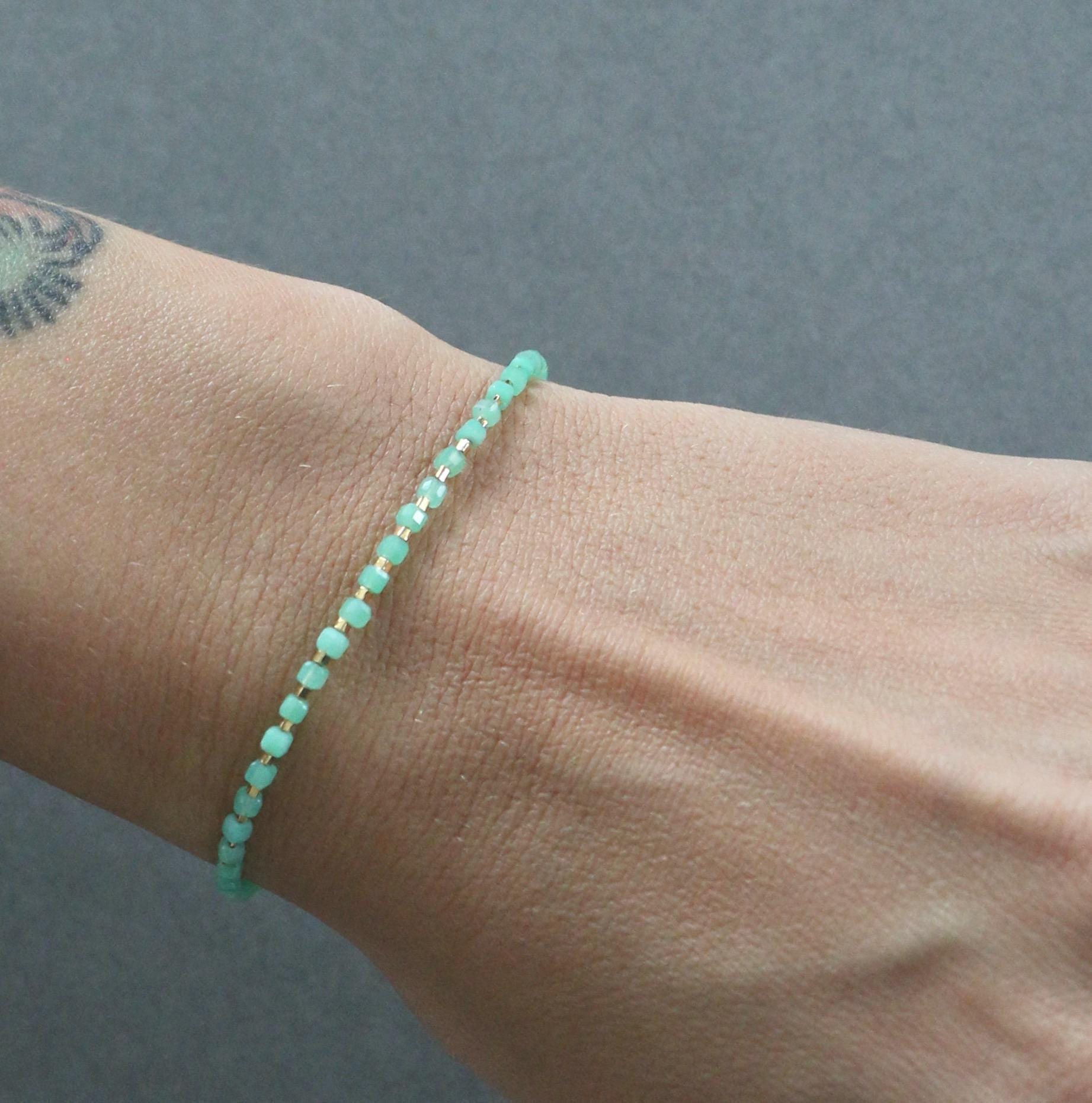 Dainty Chrysoprase Bracelet: Gold Vermeil & Gemstone