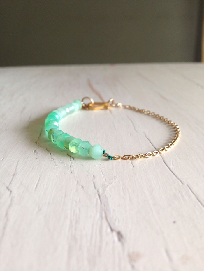Chrysoprase Bracelet Faceted 14k Gold Filled Gemstone Bracelet