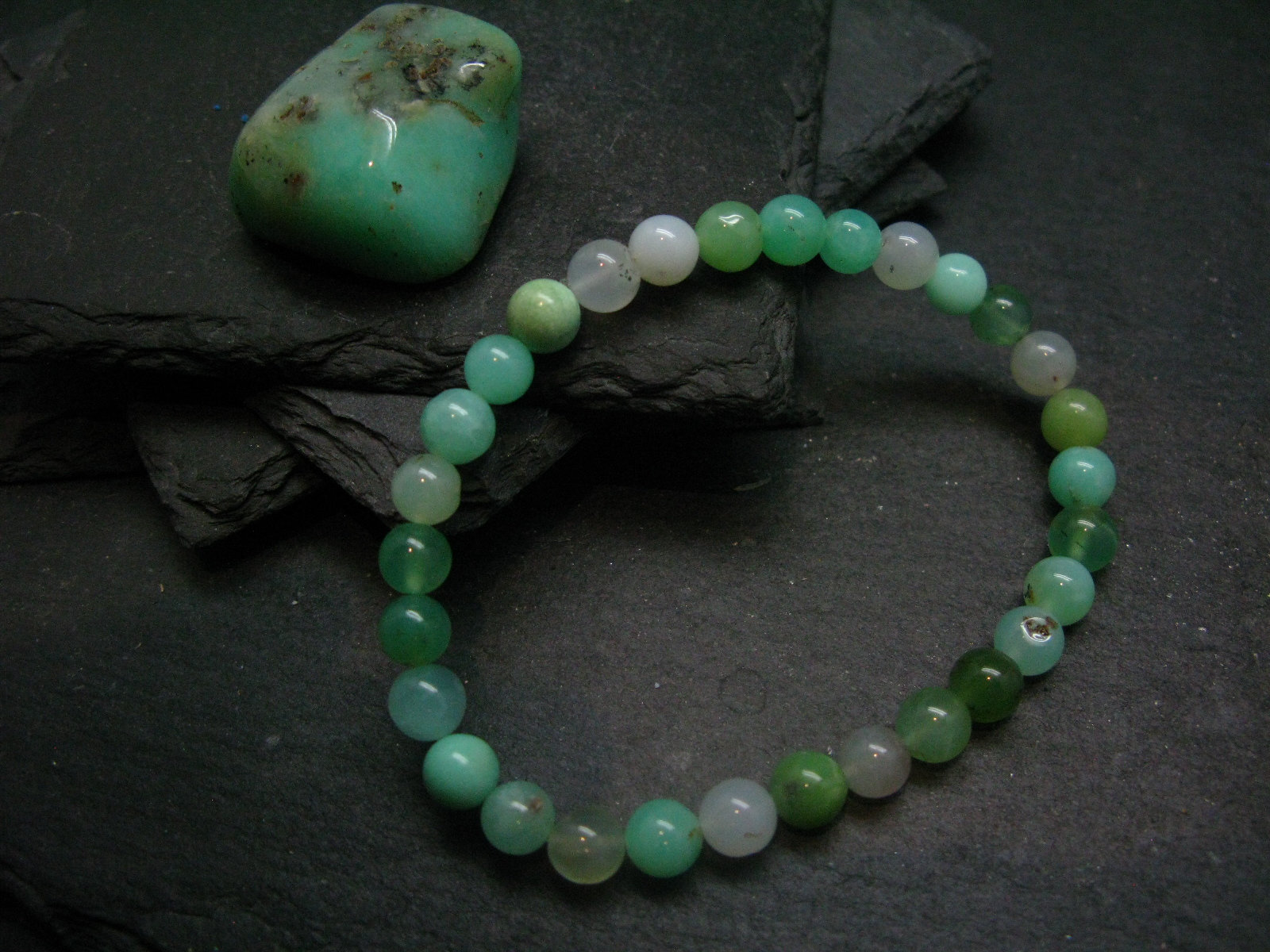 Chrysoprase Genuine Bracelet ~ 7 Inches  ~ 7mm Round Beads