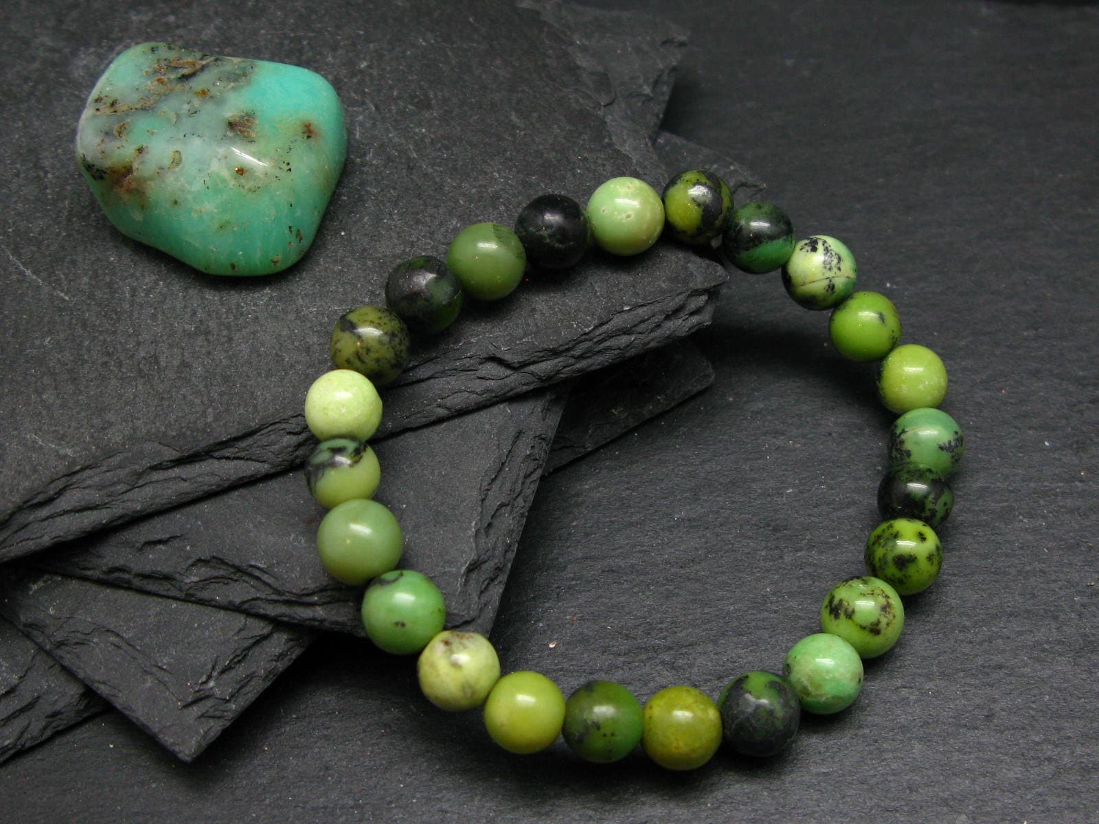 Chrysoprase Genuine Bracelet ~ 7 Inches ~ 8mm Round Beads Chrysoprase Genuine Bracelet ~ 7 Inches ~ 8mm Round Beads