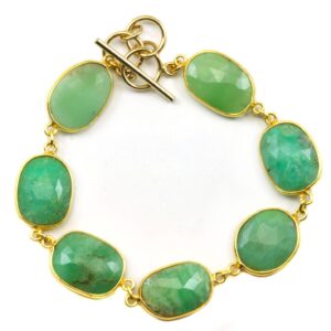 Chrysoprase Bracelet Green Chain Link Beaded 14k Gold Filled Adjustable 7 8 Inches Natural Soft Pale Green Colors simple Faceted Off Round