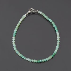 Green Chrysoprase Faceted Beads Bracelet, 3.5-4mm Charysoprase Chalcedony Rondelle Beads Bracelet Sterling Silver, Women's Jewelry, Gift Her
