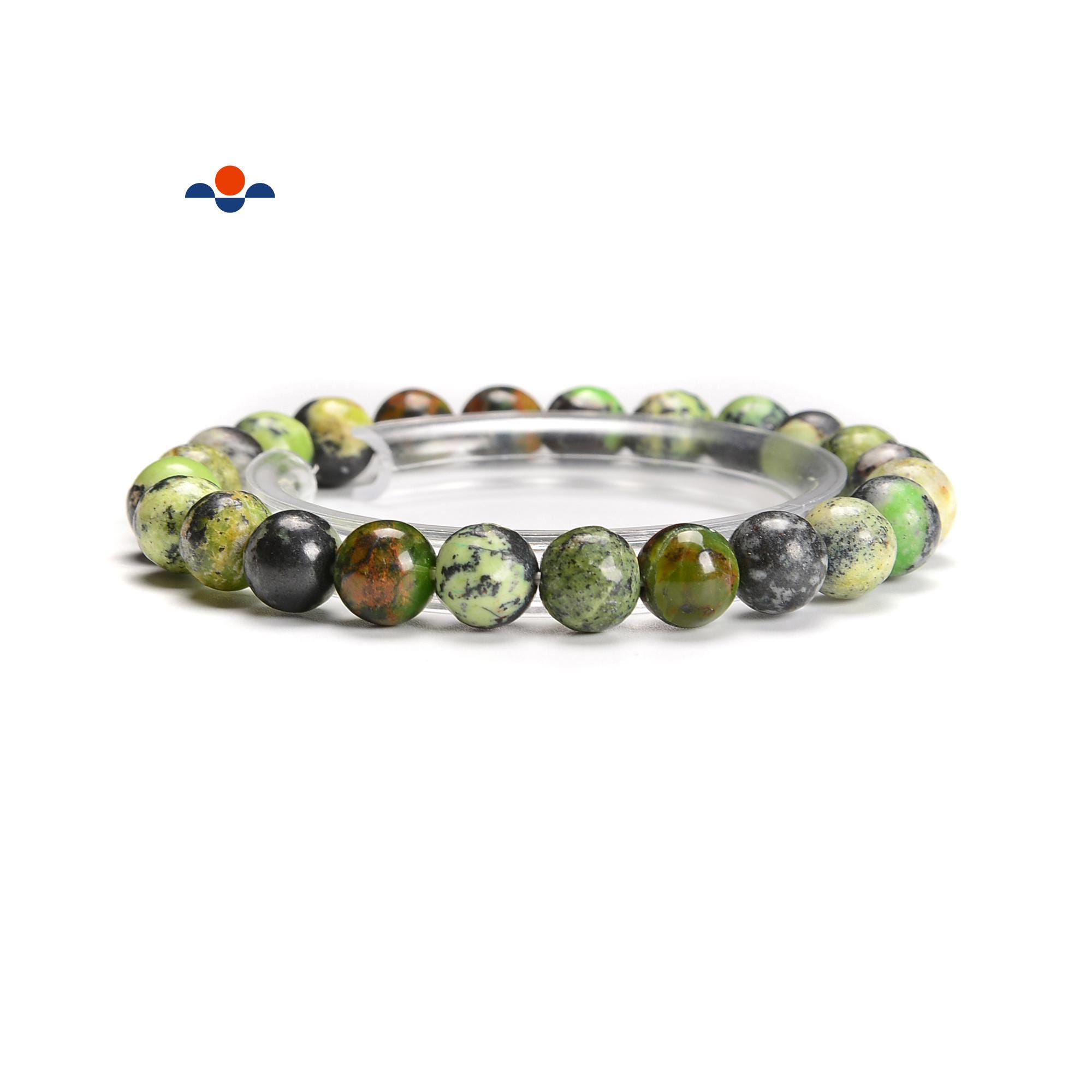 Green Chrysoprase Smooth Round Elastic Bracelet 4mm 5mm 6mm 8mm 10mm 7.5''length
