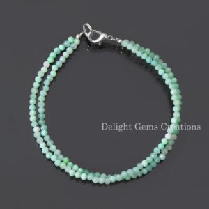 Handcrafted Natural Chrysoprase Minimalist Bracelet, 3.25mm Chrysoprase Micro Faceted Round Beads Bracelet, Gemstone Double Strand Bracelet