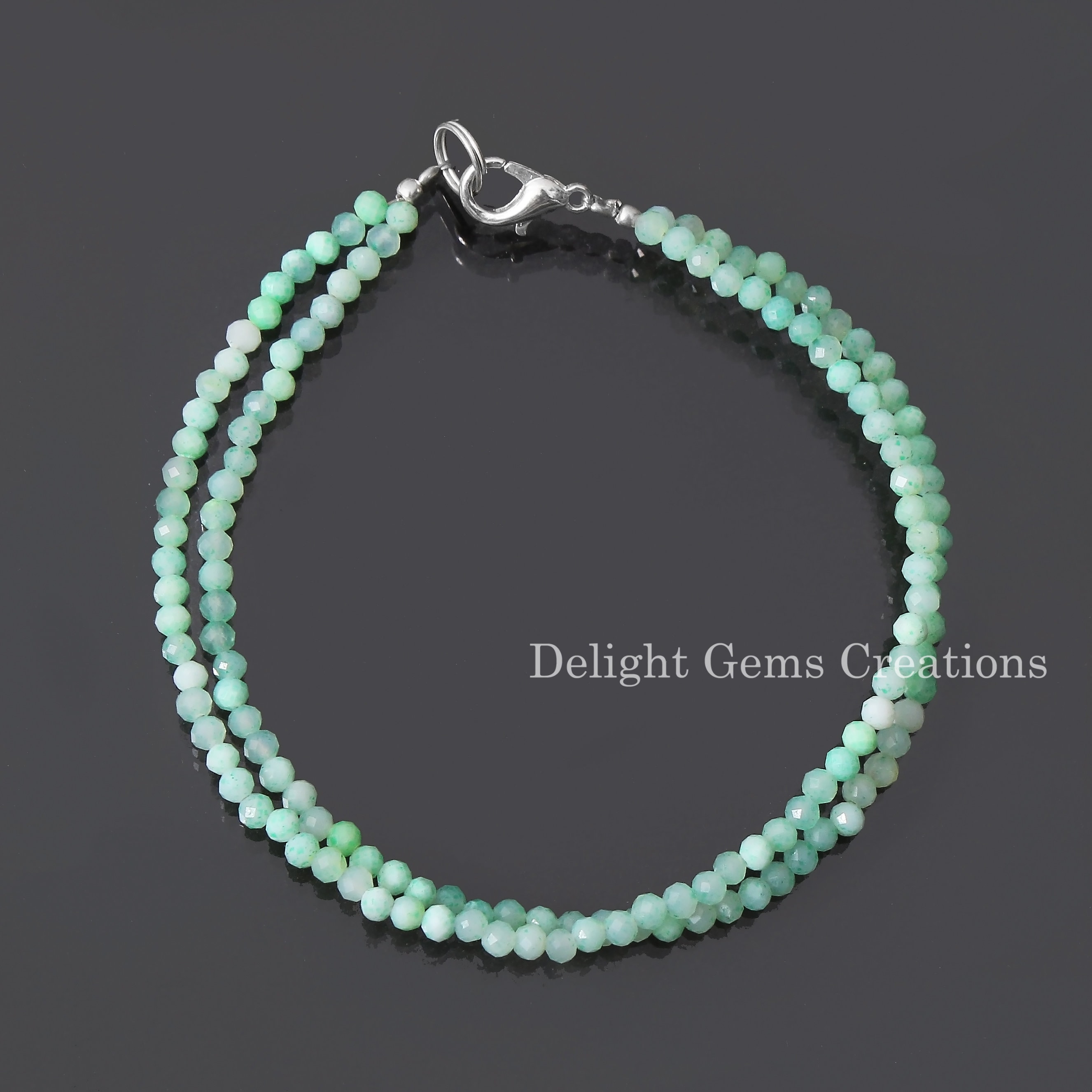 Handcrafted Natural Chrysoprase Minimalist Bracelet, 3.25mm Chrysoprase Micro Faceted Round Beads Bracelet, Gemstone Double Strand Bracelet Handcrafted Natural Chrysoprase Minimalist Bracelet, 3.25mm Chrysoprase Micro Faceted Round Beads Bracelet, Gemstone Double Strand Bracelet