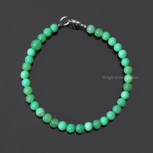Handmade Green Chrysoprase Beaded Bracelet, Heart Chakra Jewelry