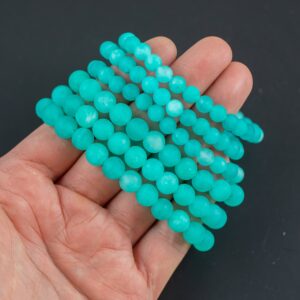 Chrysoprase Jade Bracelet Matte Round Size 6mm And 8mm Handmade In Usa Natural Gemstone Crystal Bracelets Handmade Jewelry - Approx. 7"