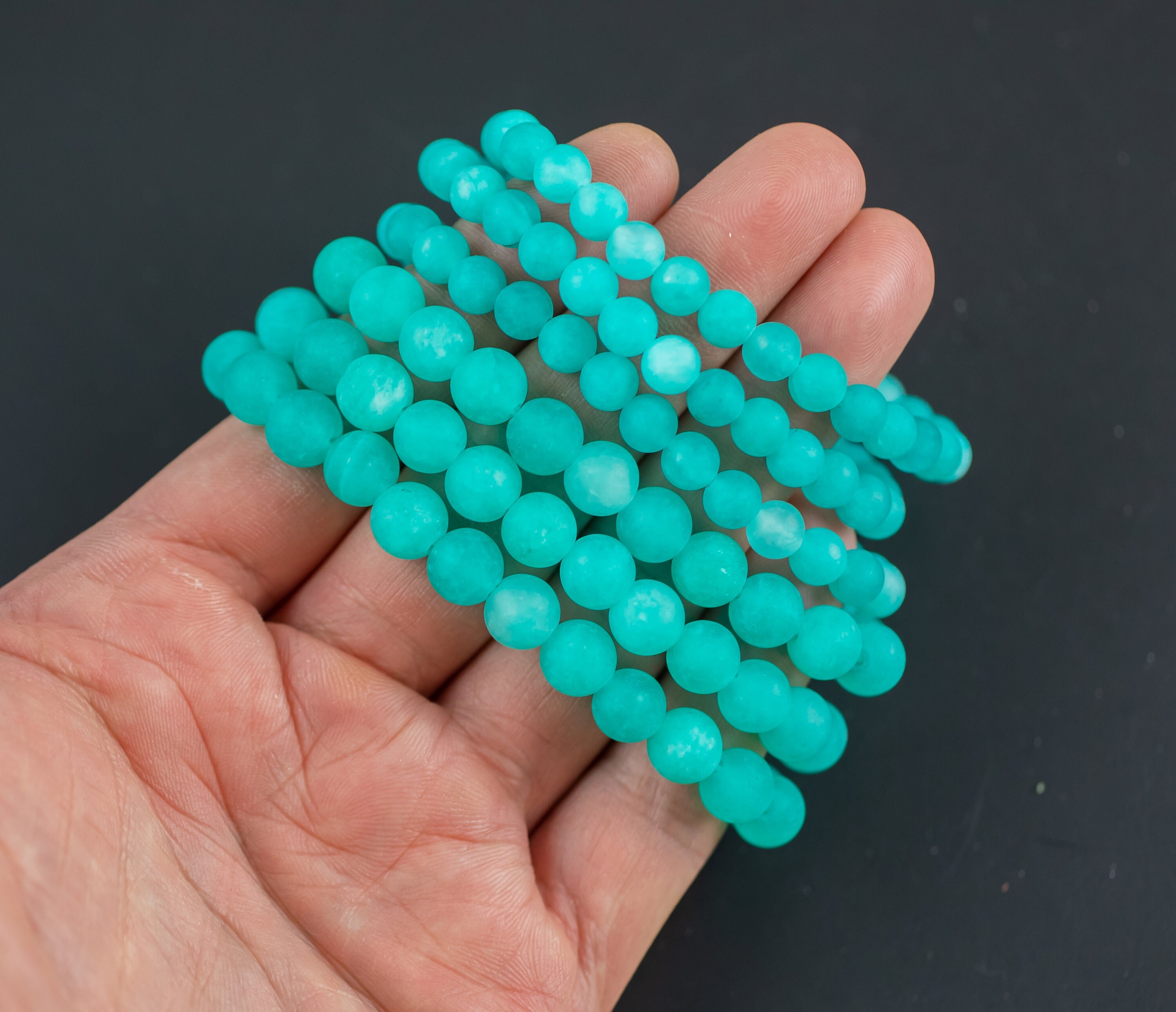 Chrysoprase Jade Bracelet Matte Round Size 6mm And 8mm Handmade In Usa Natural Gemstone Crystal Bracelets Handmade Jewelry - Approx. 7"