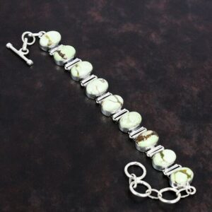 Lemon Chrysoprase Sterling Silver Bracelet - Adjustable Handmade Jewelry