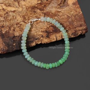 Light To Dark Green Chrysoprase Bracelet With Unique Muskmelon Shape Beads, Natural Chrysoprase Bracelet, 925 Sterling Silver Lobster Clasp