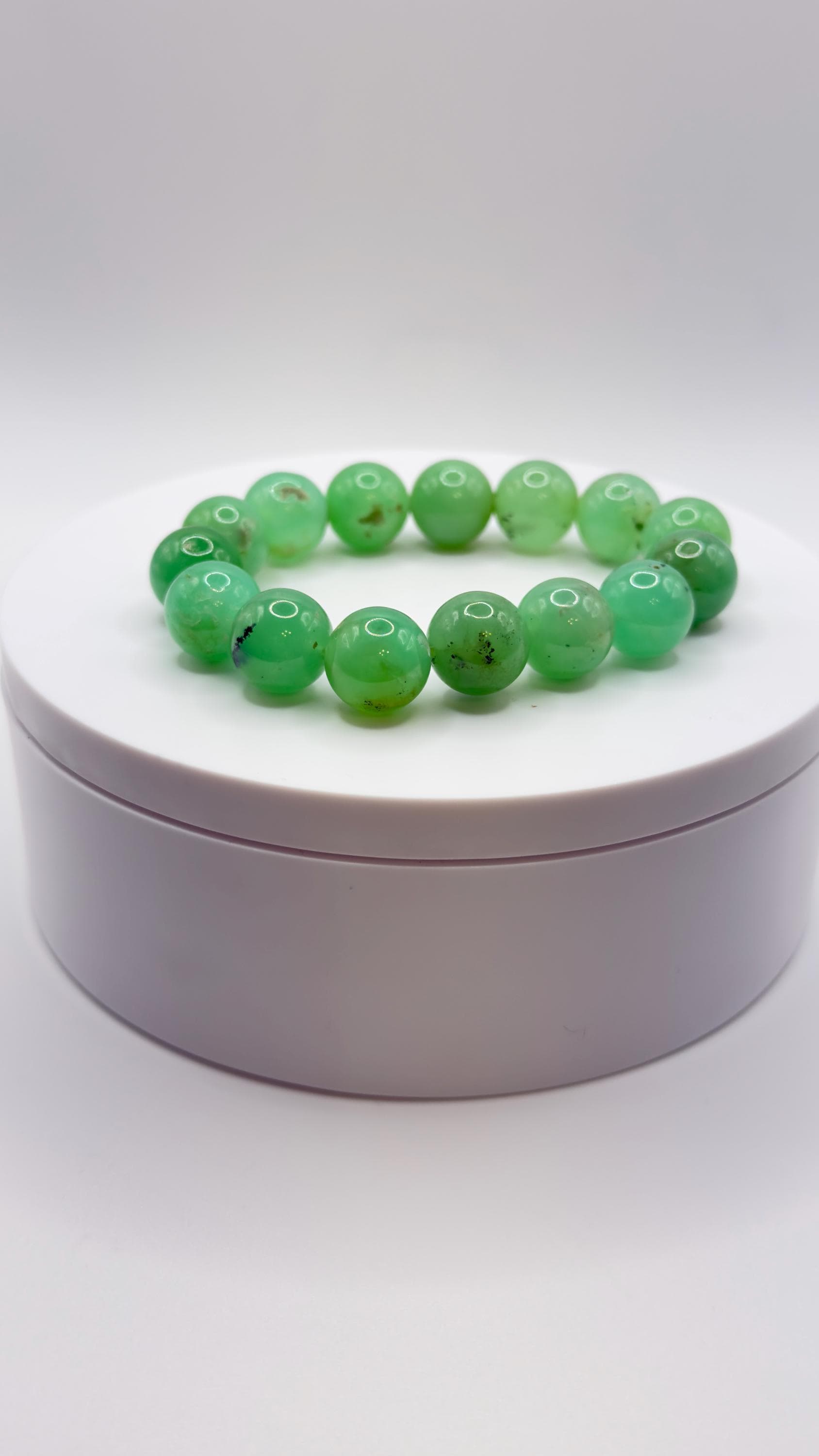 Natural Chrysoprase Beaded Bracelet – Green Gemstone Stretch Bracelet - Weight 43.85 G