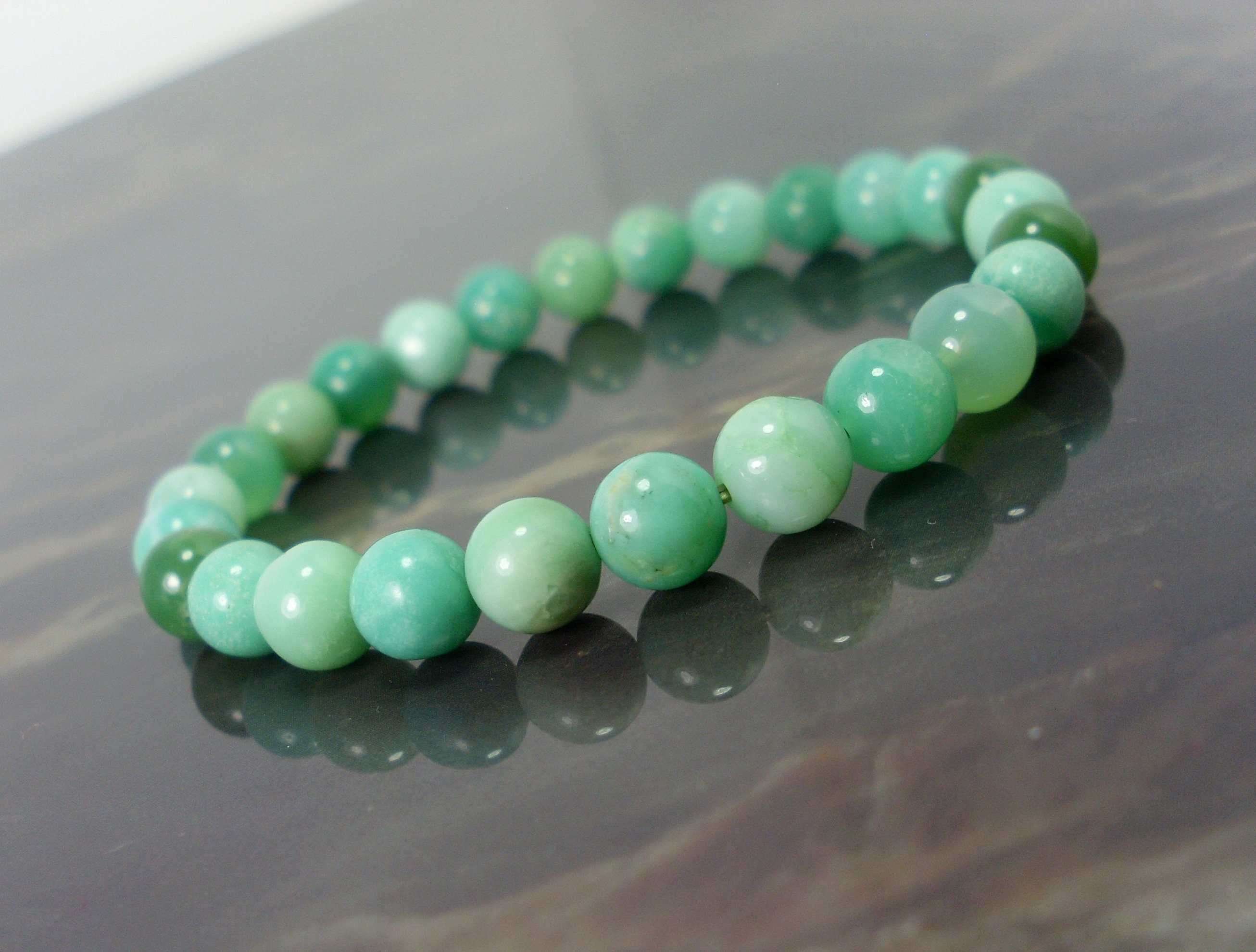 Natural Chrysoprase Grade A 6mm Bracelet, Natural Gemstone Bracelet, Unisex Women Men Beaded Bracelet, Gift For Her, Gift For Men + Gift Box