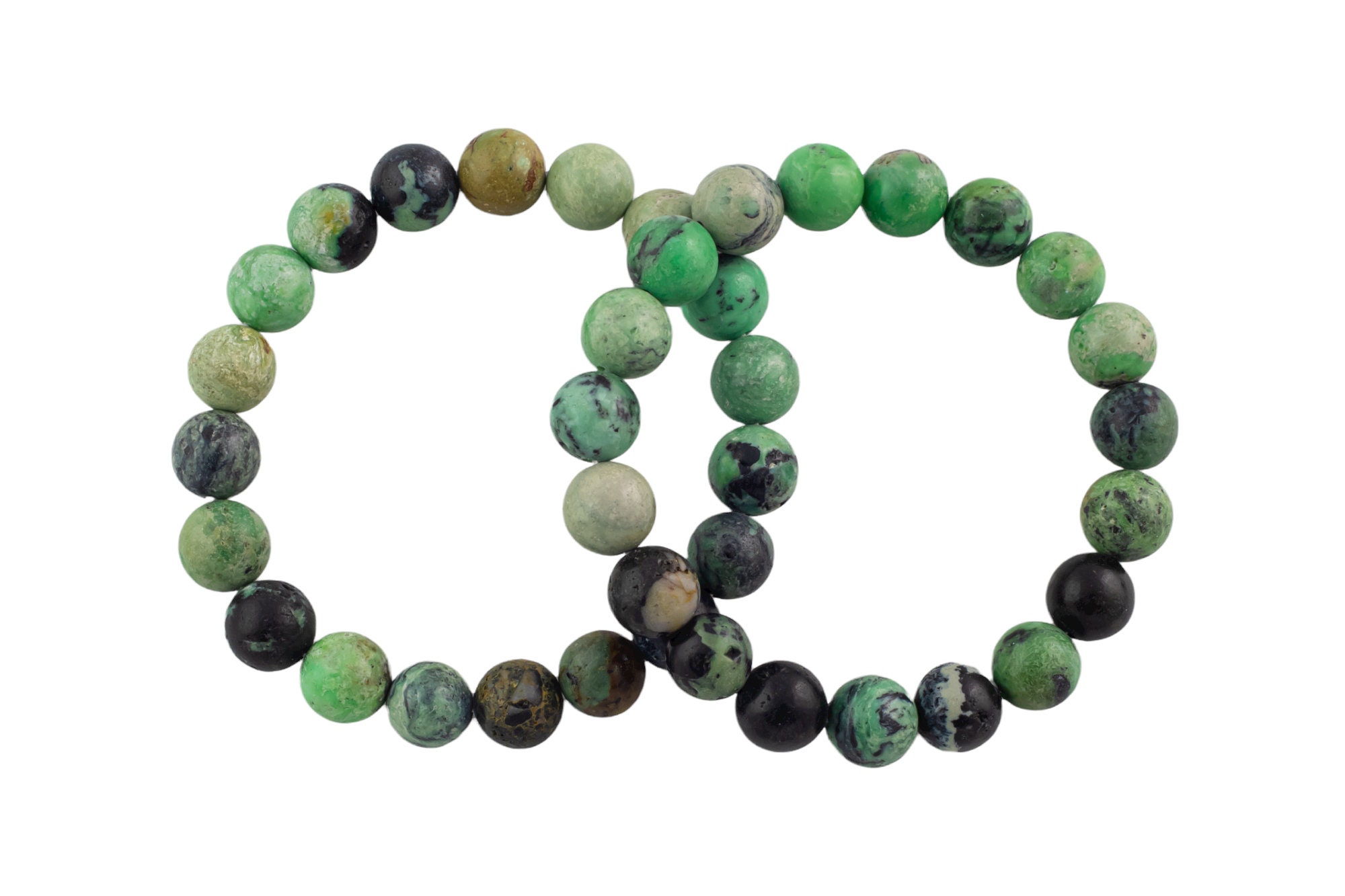 Natural Green Chrysoprase Bracelet Smooth Round Size 6mm And 8mm- Handmade In Usa- Approx. 7" Bracelet Crystal Bracelet