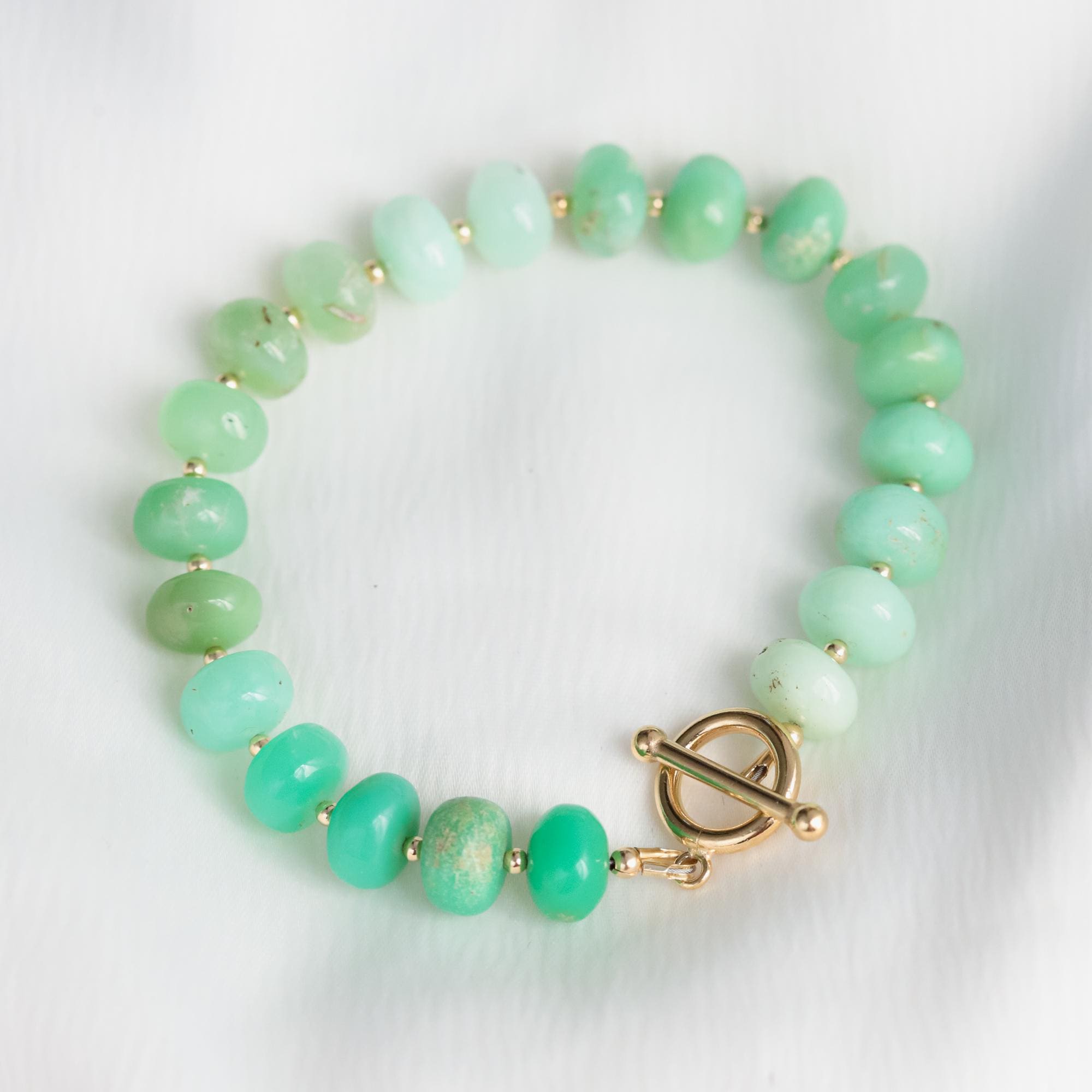 Chrysoprase Rondel Bracelet | Green Chrysoprase Jewelry | Genuine Chrysoprase, Chrysoprase Beaded Bracelet, Chrysoprase Beaded