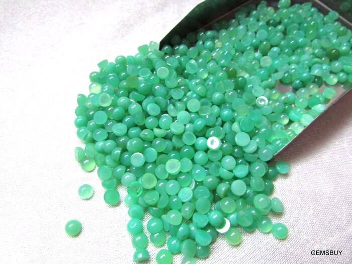 10 Apple Green Chrysoprase Cabochons: Aaa 5mm Round Gemstones