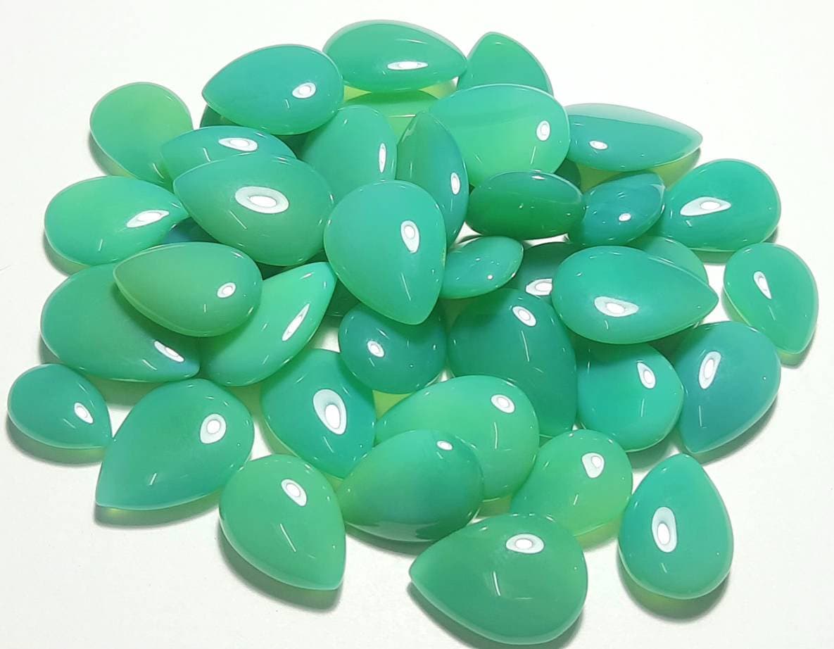 Dyed Chrysoprase Chalcedony Pear Cabochon: Jewelry Stone (8x12 To 16x22 Mm) Dyed Chrysoprase Chalcedony Pear Cabochon: Jewelry Stone (8x12 To 16x22 Mm)