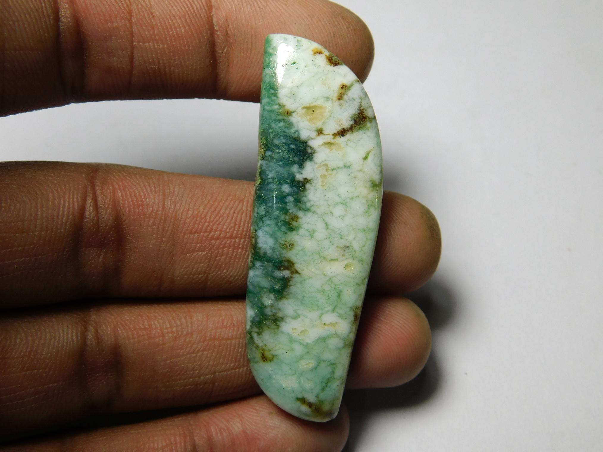 Chrysoprase Cabochon: Loose Gemstone For Jewelry Making (54x17mm, 56cts)